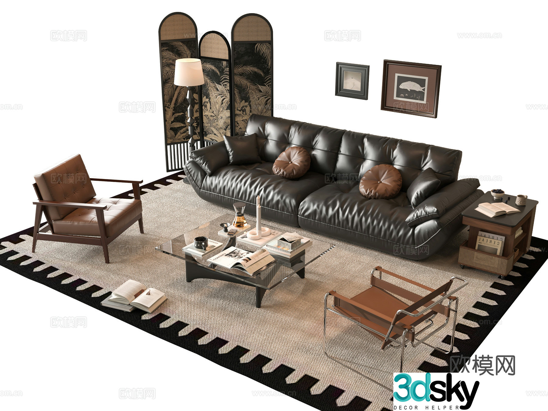 French sofa combination 3D model