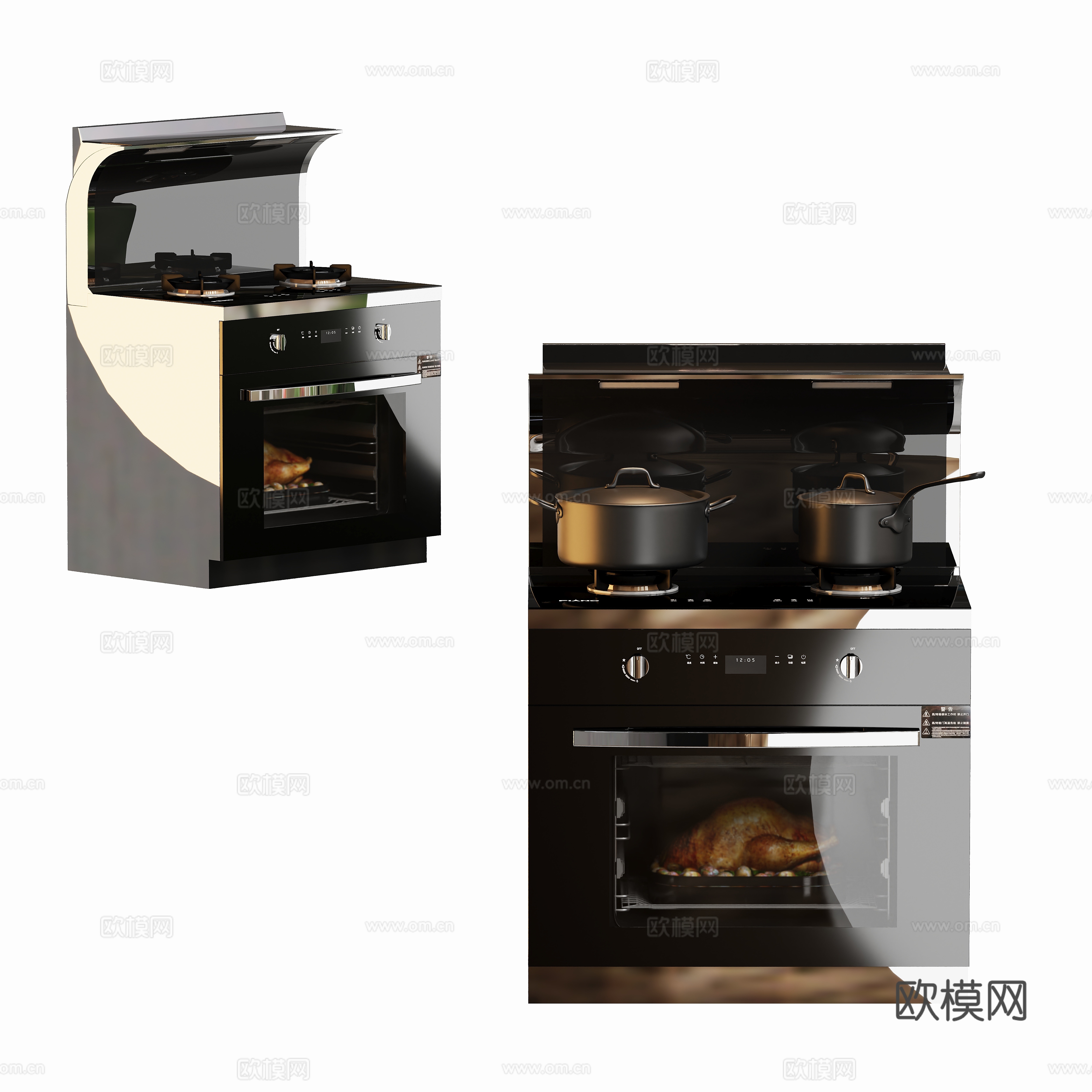 Modern kitchen appliance integrated stove 3D model