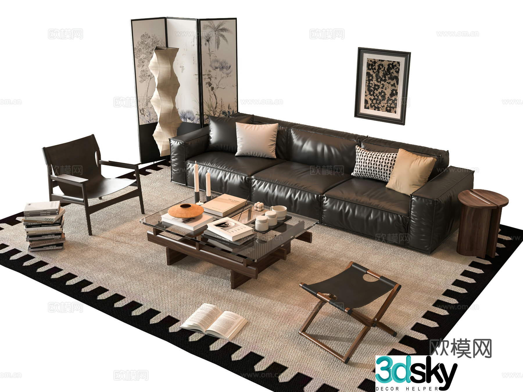 French sofa combination 3D model