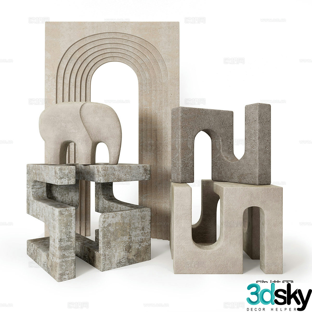 Modern cement sculpture ornament 3d model