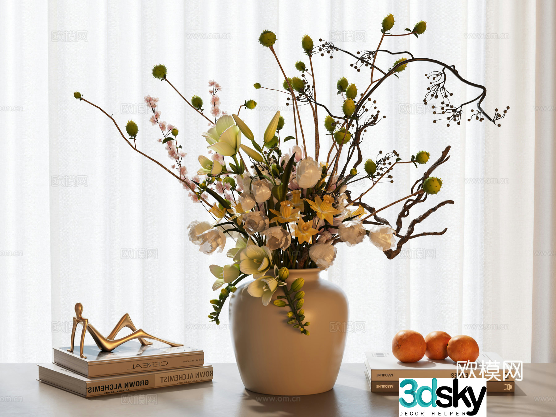 Modern vase Flower Flower Art Book Ornament Ornament Vase Ornament Modern vase Flower 3D Model