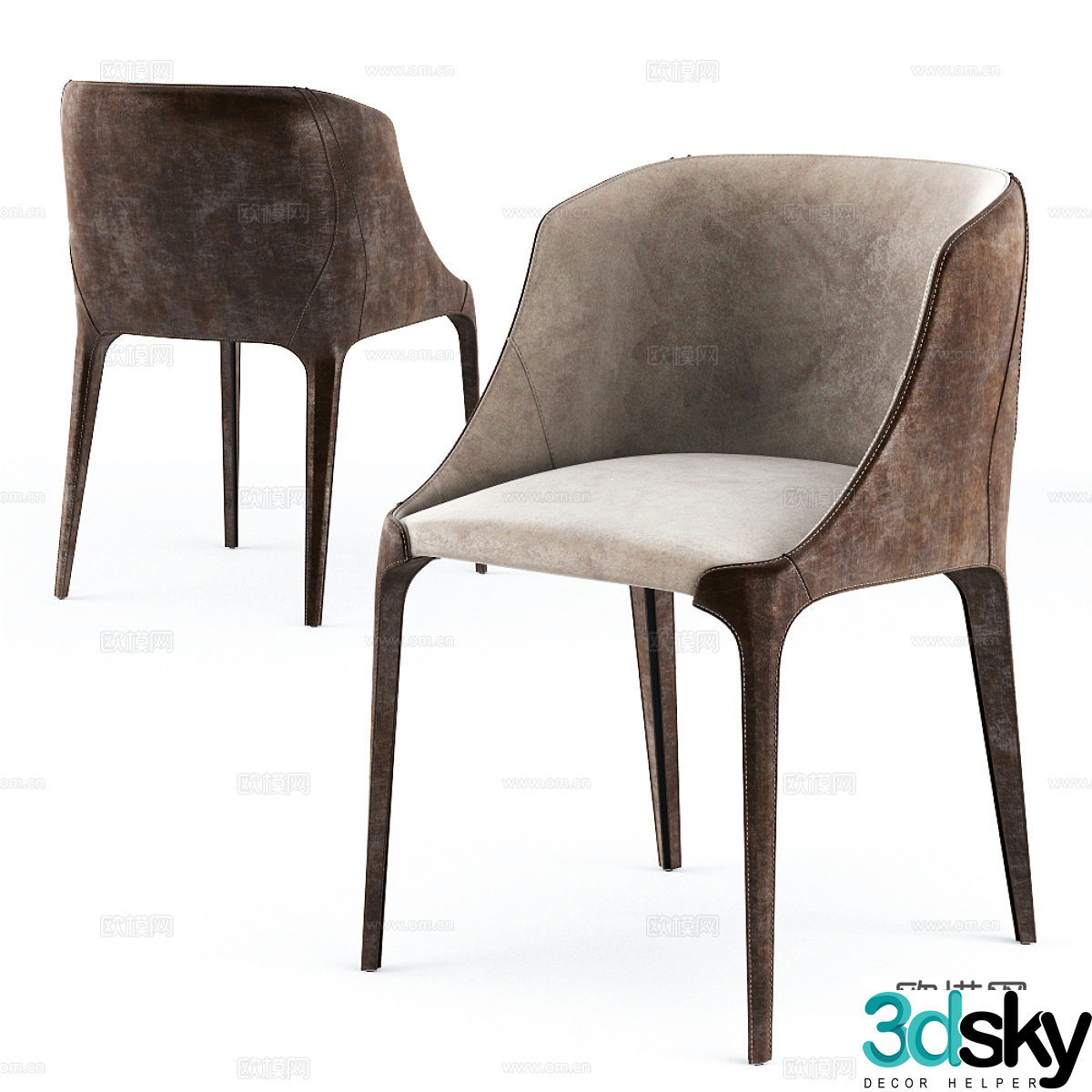 Dining chair leisure chair 3d model