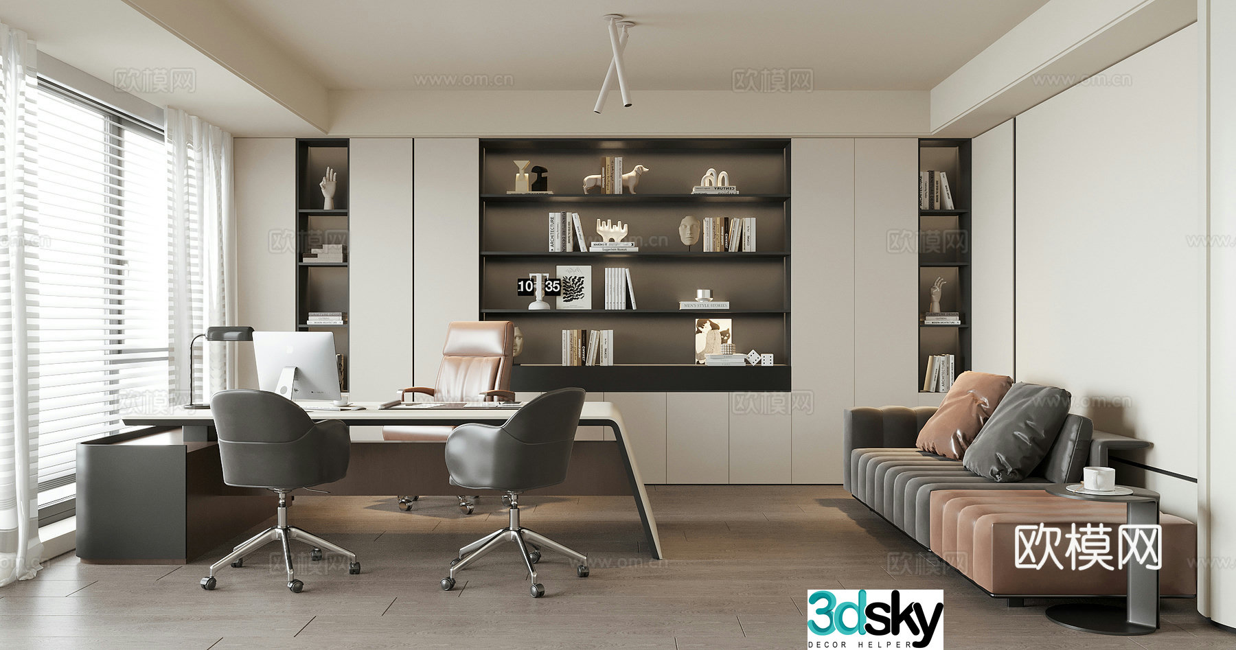 Modern General Manager Office Boss Office Desk and Chair Office Chair 3D Model