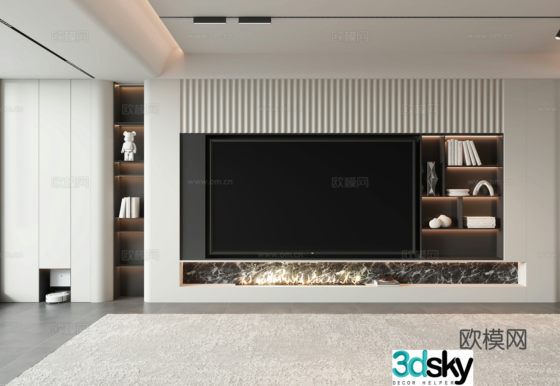 Modern TV background wall 3d model