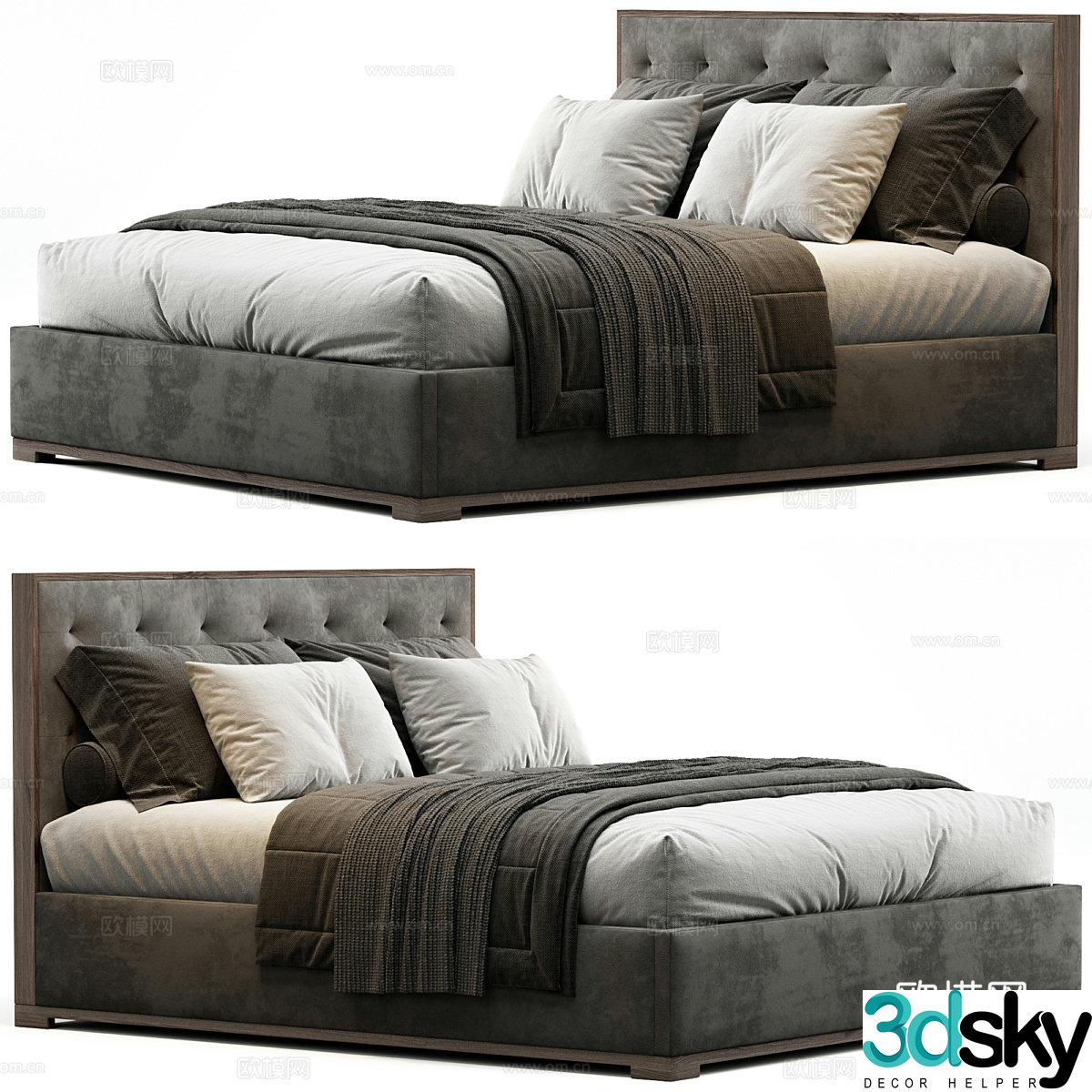 Background double bed 3d model