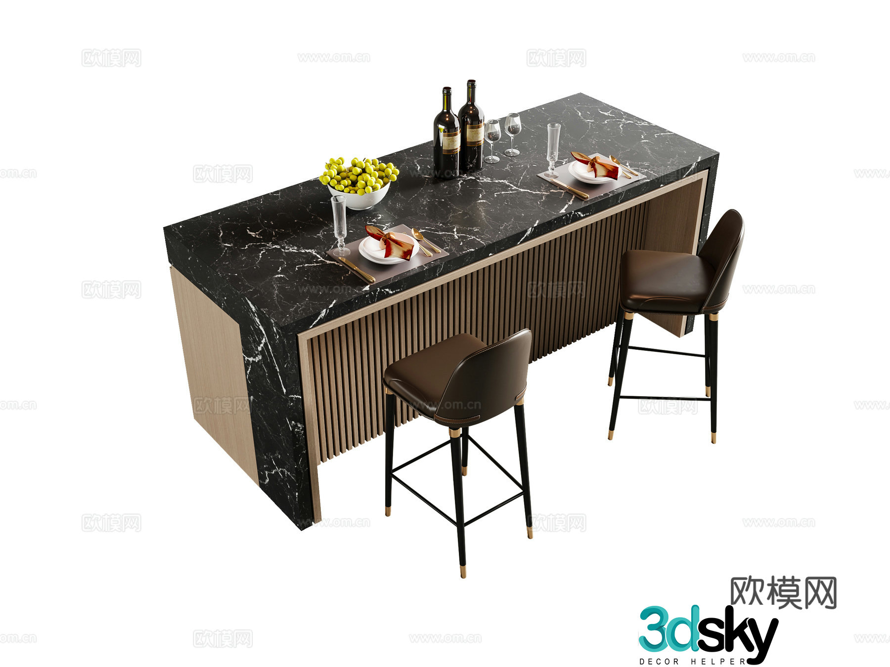 Italian light luxury bar 3D model