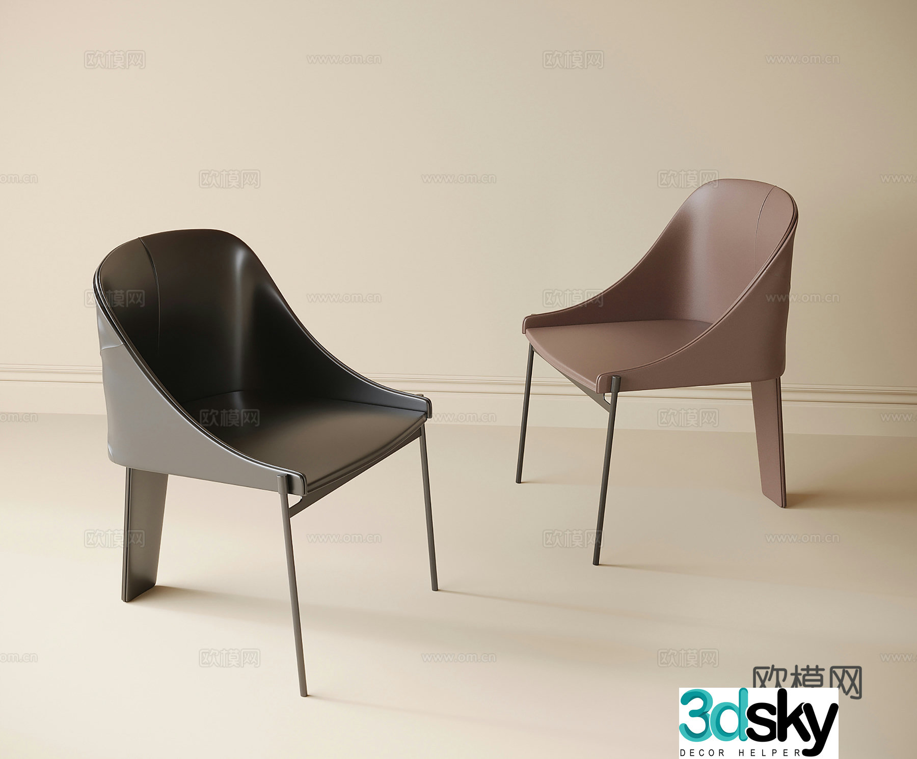 Modern single chair dining chair tea chair book chair 3d model