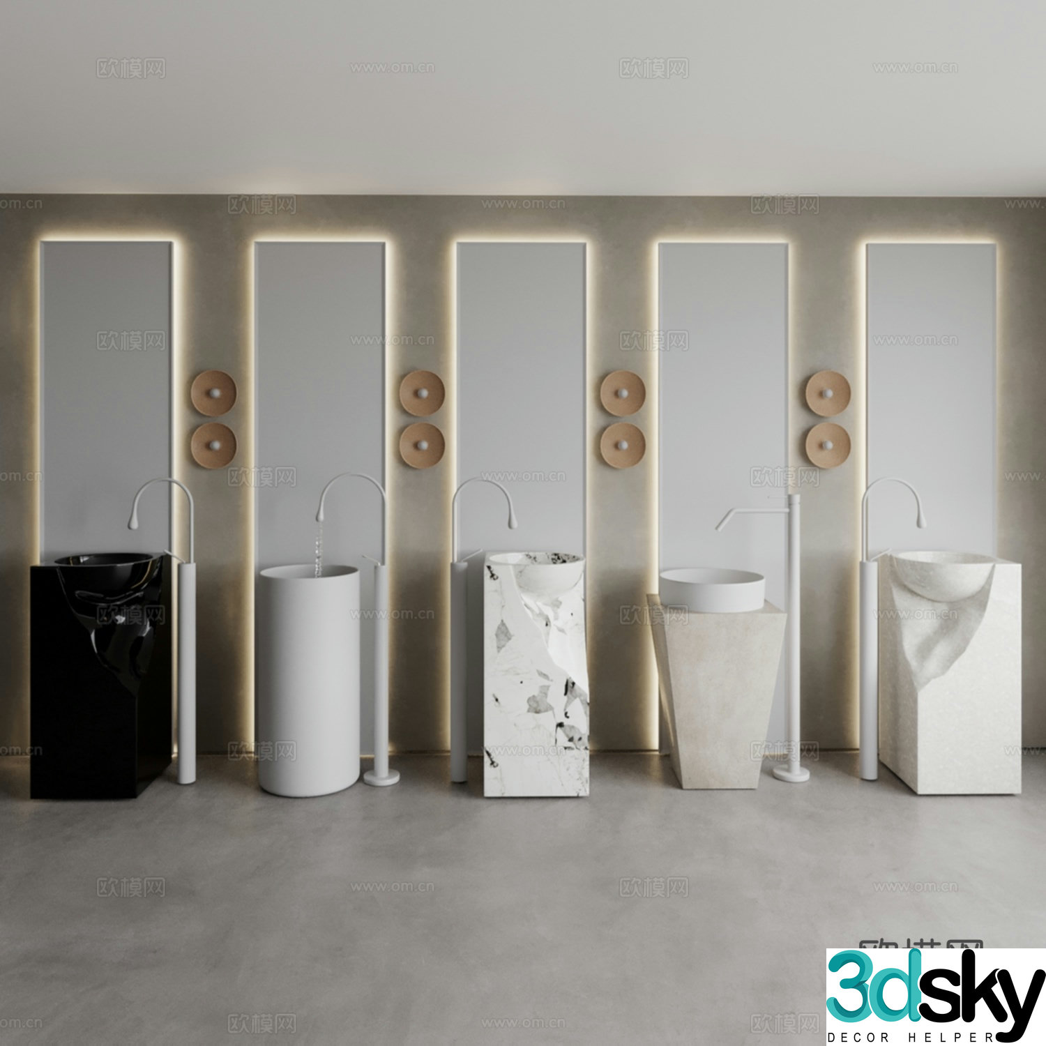 Floor-standing washbasin combination 3D model