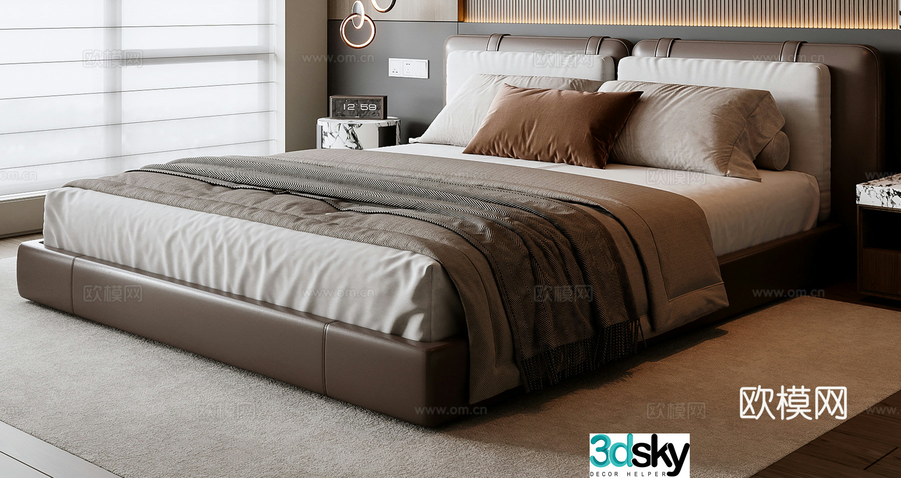 Italian double bed 3d model