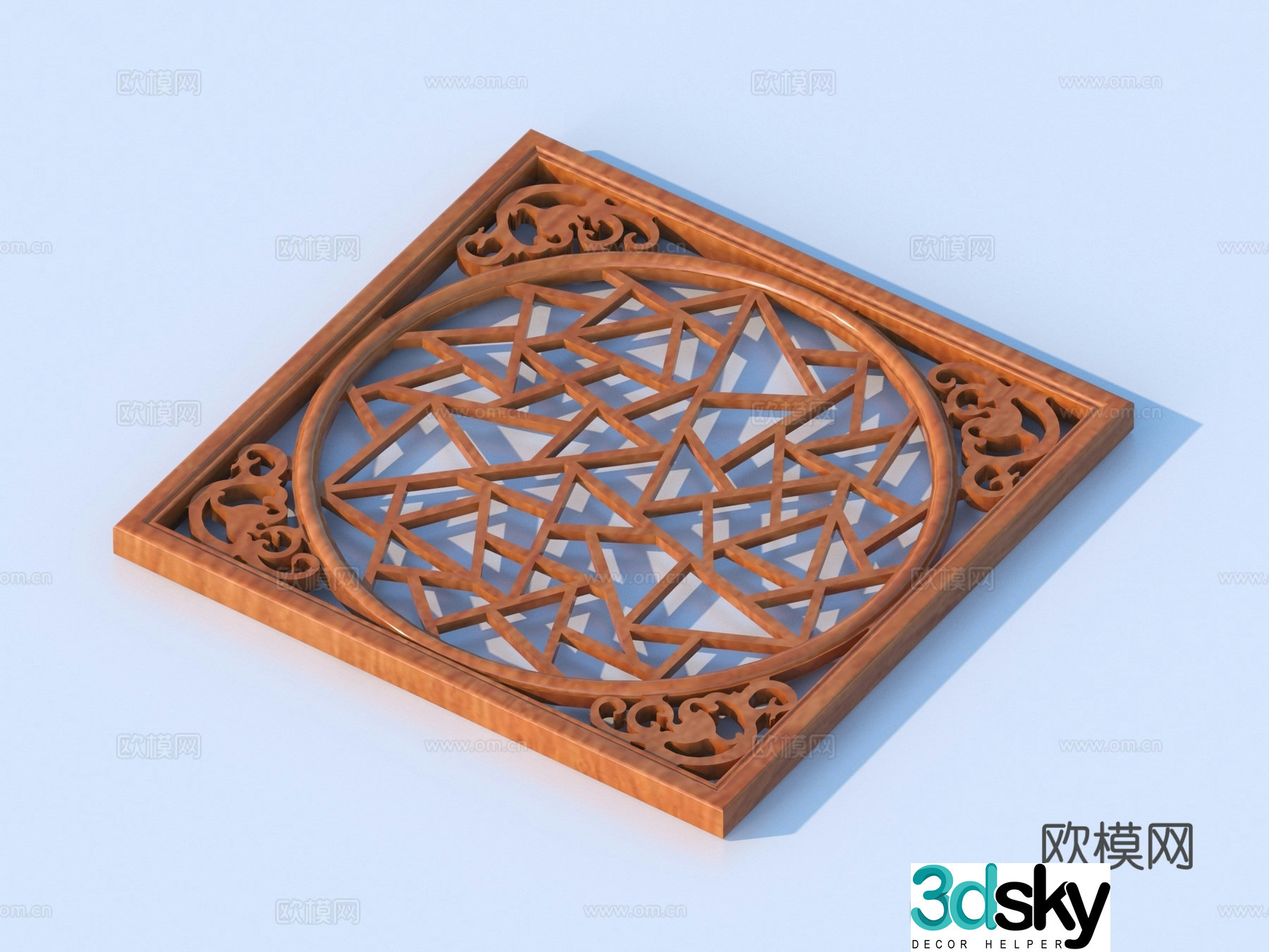 Carved window Grating window Hollow window Relief Wood carving 3D model