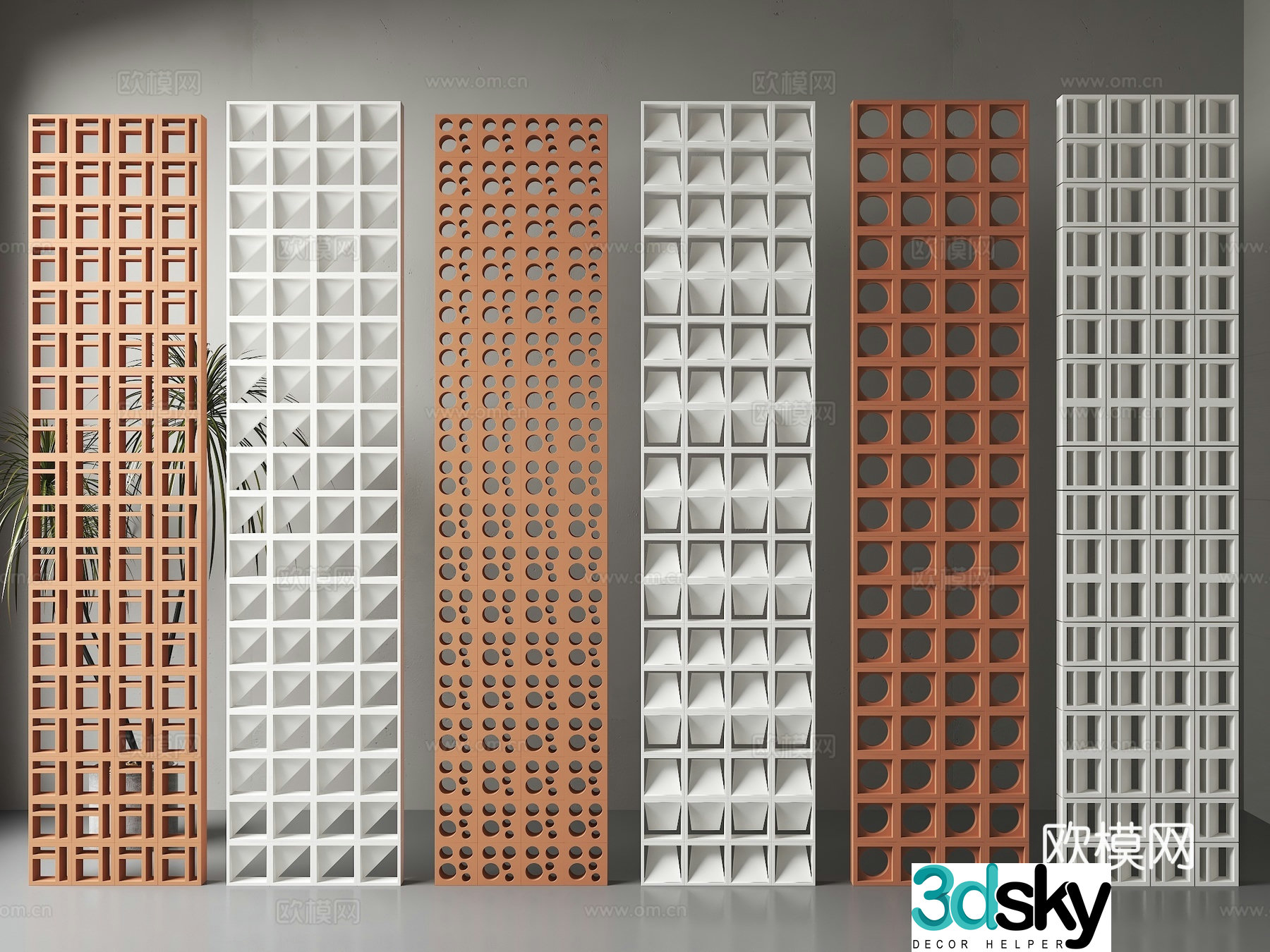 Modern cement brick partition Hollow brick Hollow brick partition Prefabricated cement brick Custom cement brick 3D model
