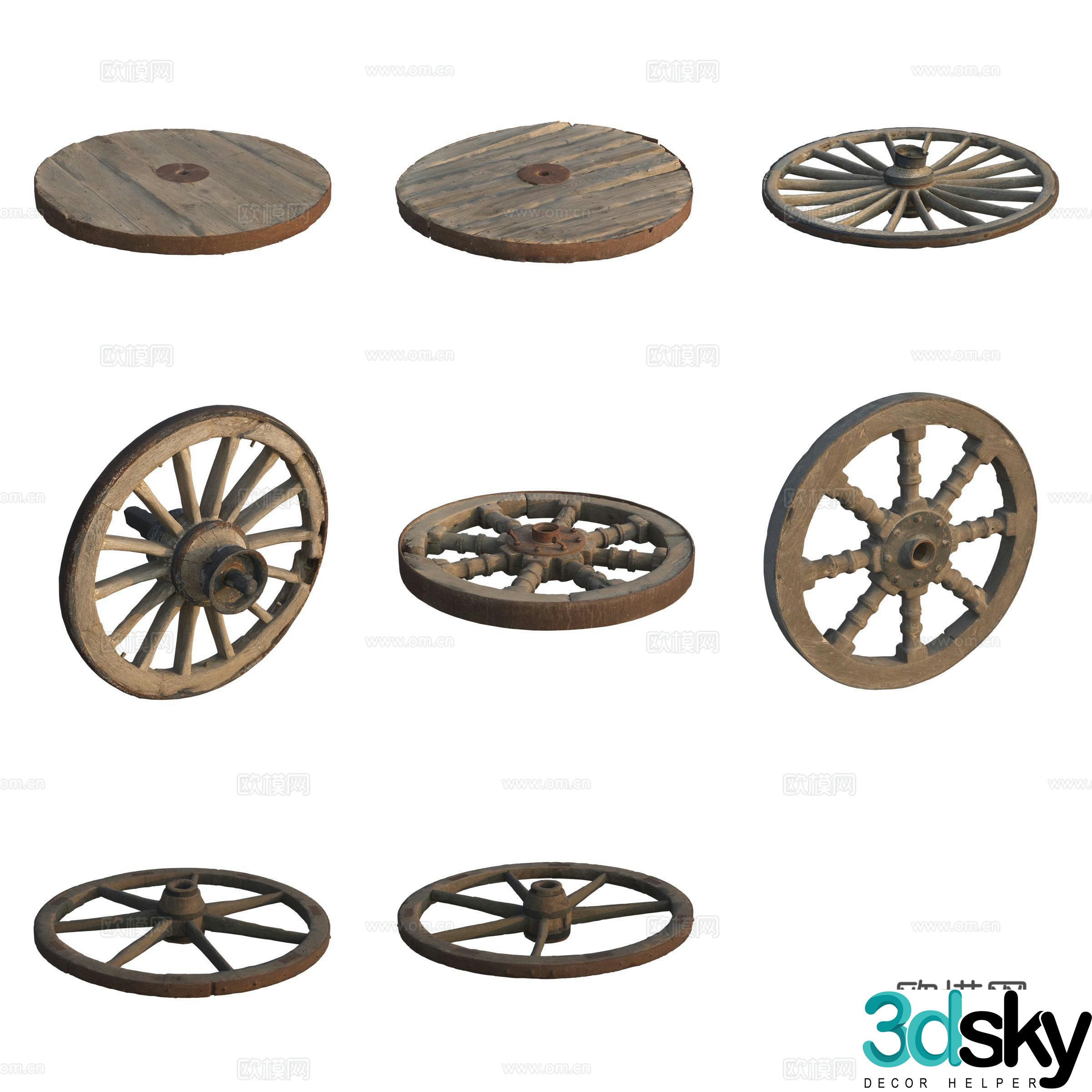 Wooden wheel 3d model