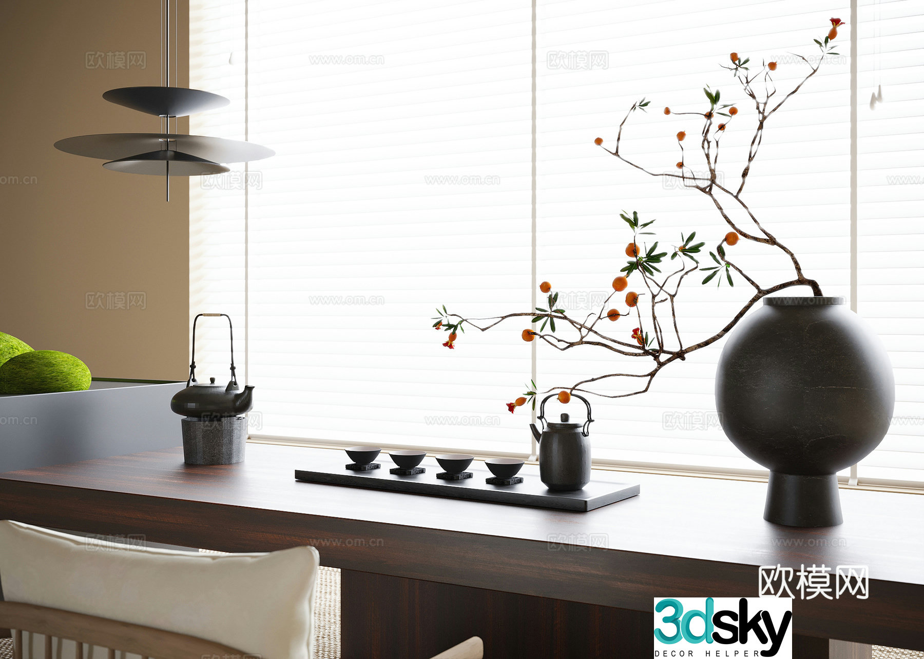 New Chinese style tea set ornaments teapot tea cup 3d model