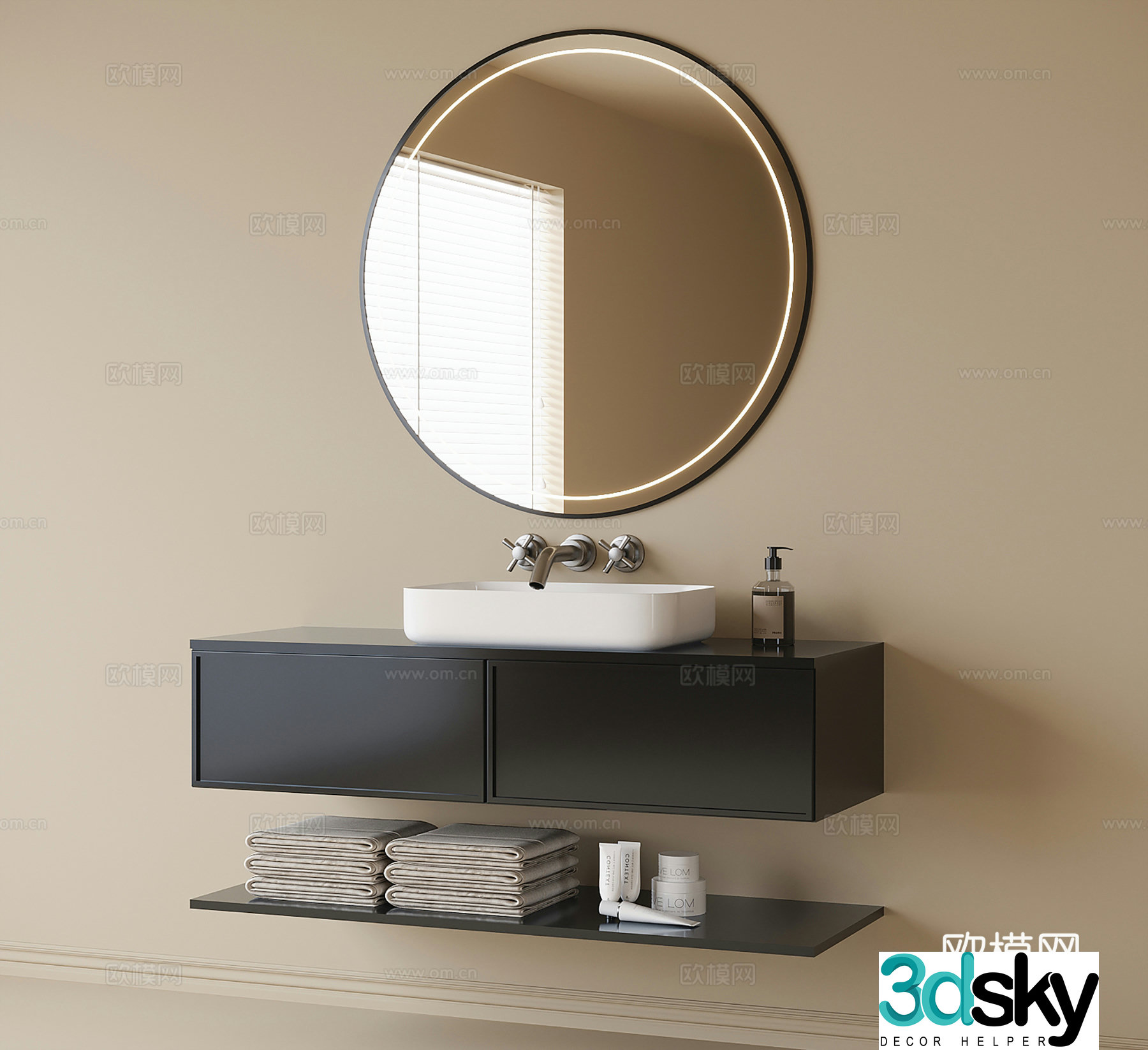 Modern bathroom cabinet bathroom cabinet washbasin mirror 3d model