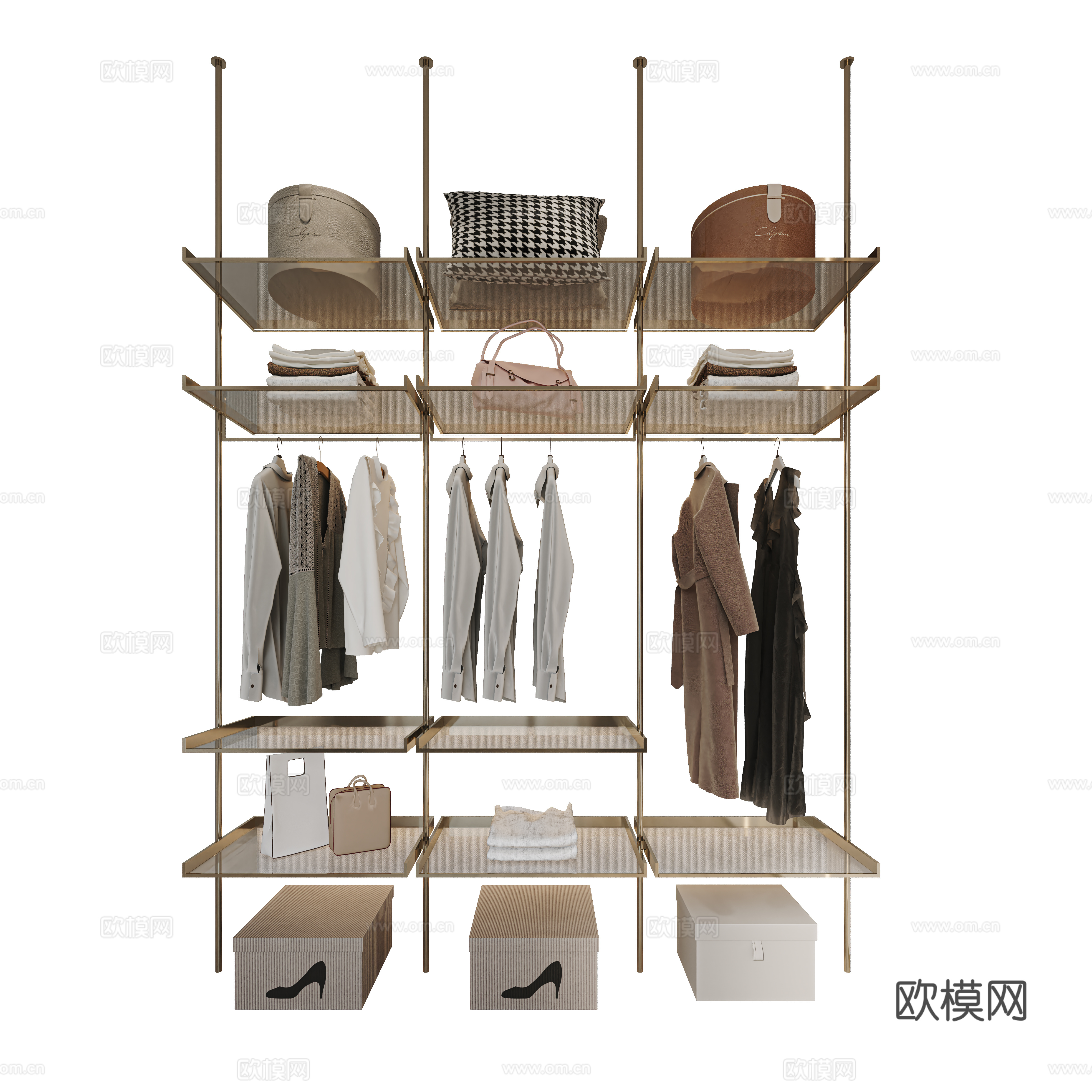Modern glass wardrobe open wardrobe 3d model