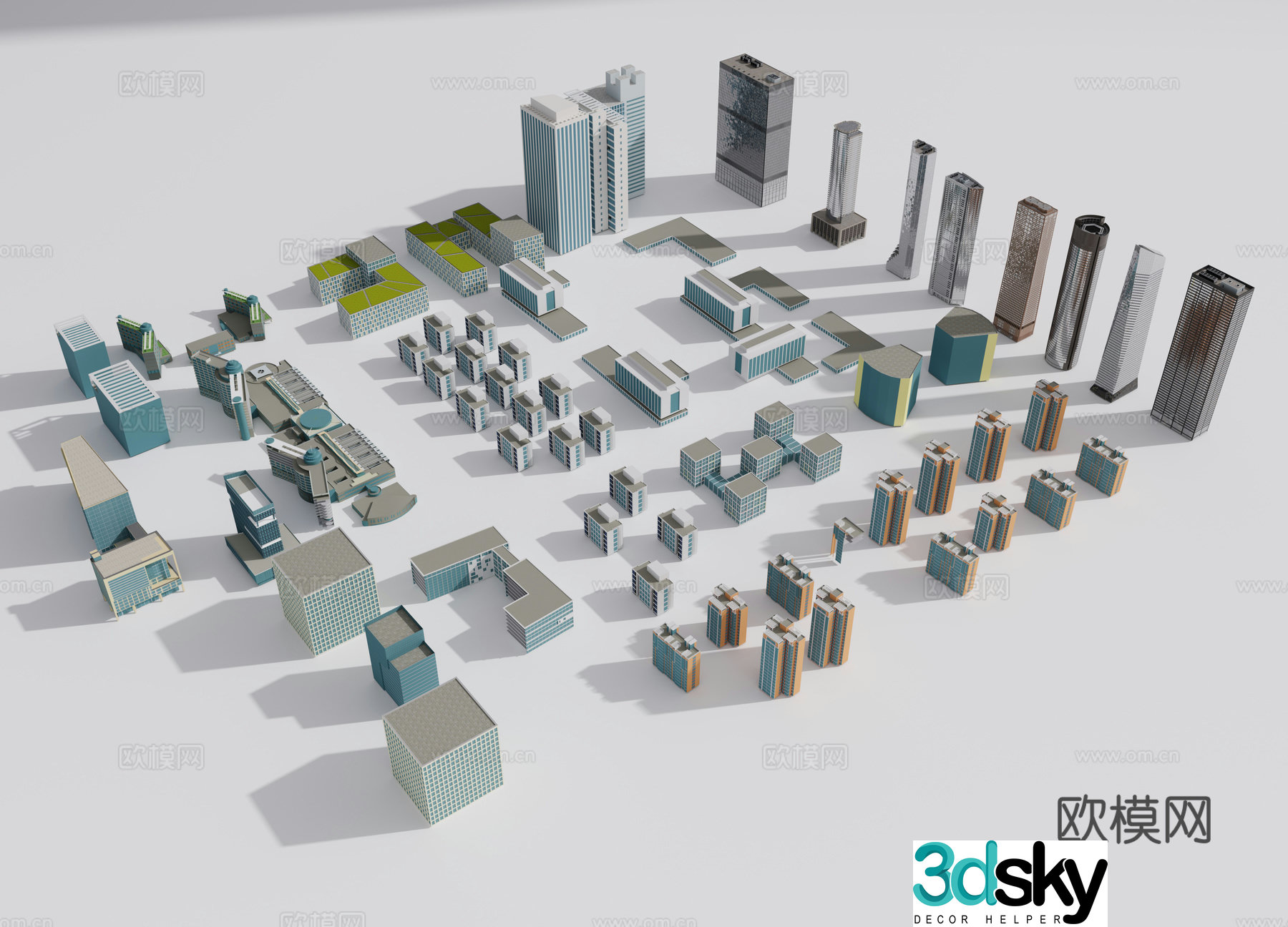 Modern high-rise buildings multi-story residential community buildings bird’s eye view of tall buildings urban building 3D model