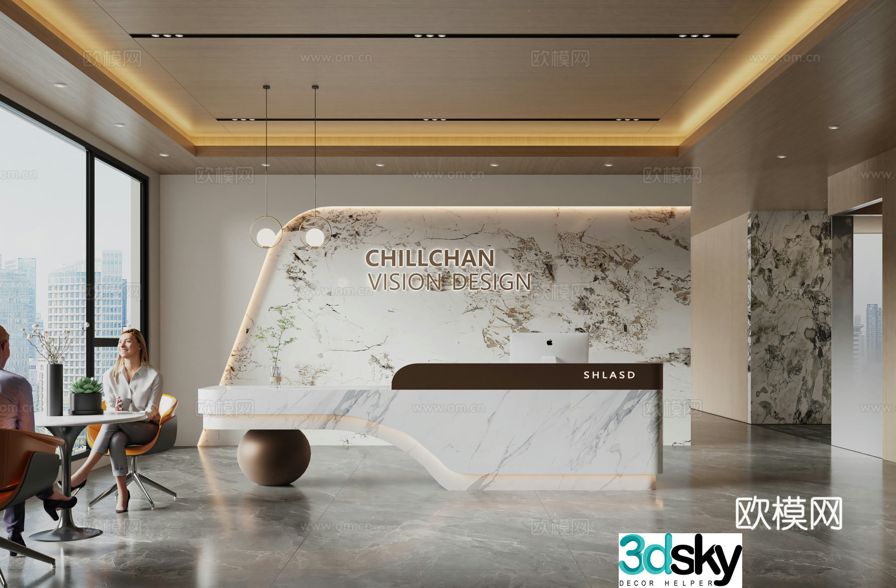 Modern company front desk 3D model