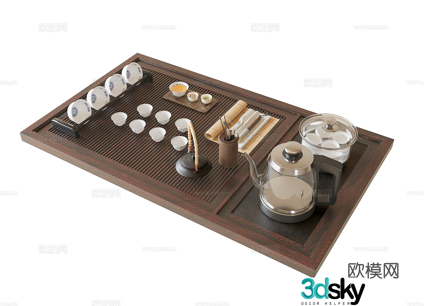Modern tea set ornaments 3d model
