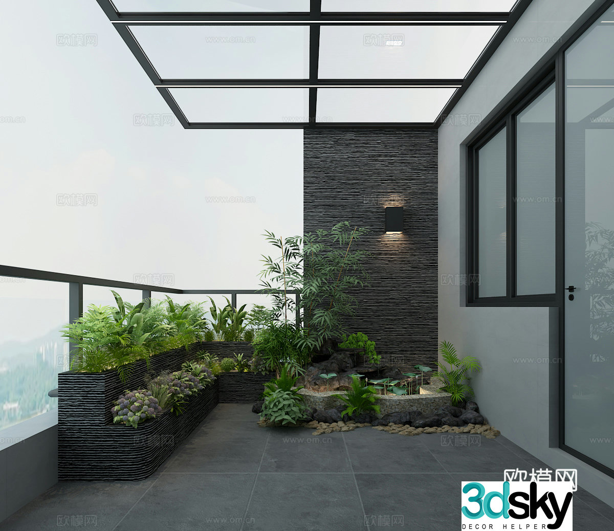 Modern balcony 3d model