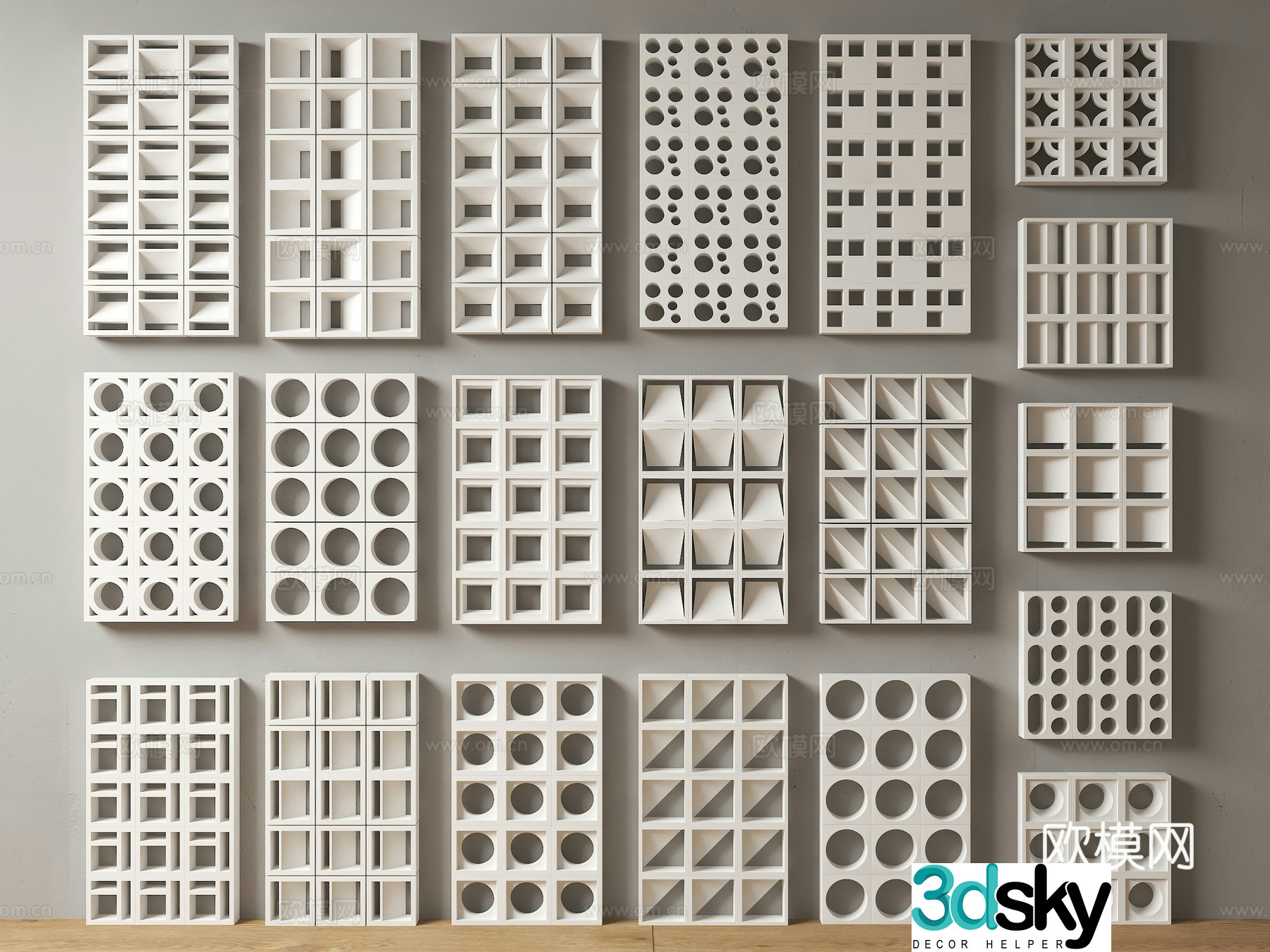 Modern cement brick partition Hollow brick Hollow brick partition Prefabricated cement brick Custom cement brick 3D model