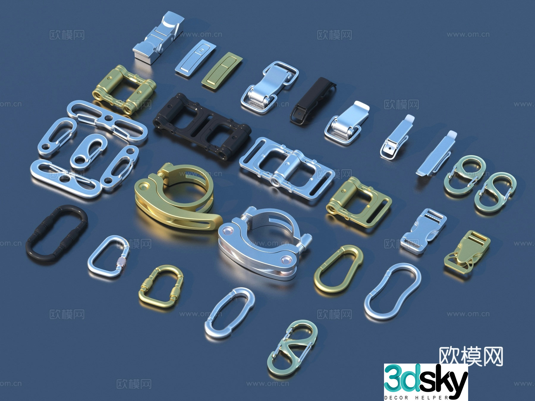 Hook buckle lock safety buckle metal buckle hardware parts mountaineering hook 3D model