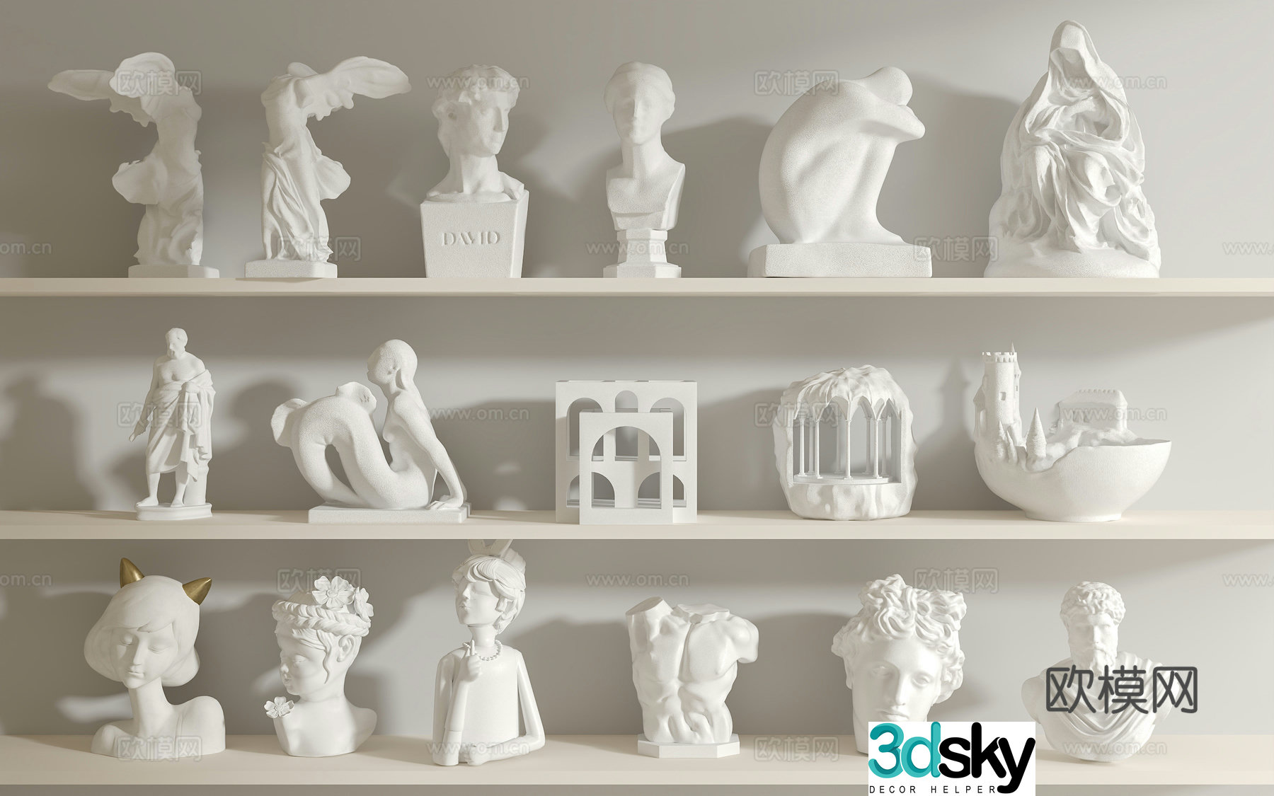 Modern plaster sculpture French plaster sculpture Simple European sculpture Desktop ornaments 3D model