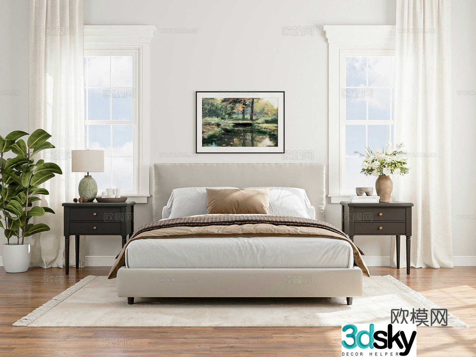 Middle-aged home bedroom 3d model