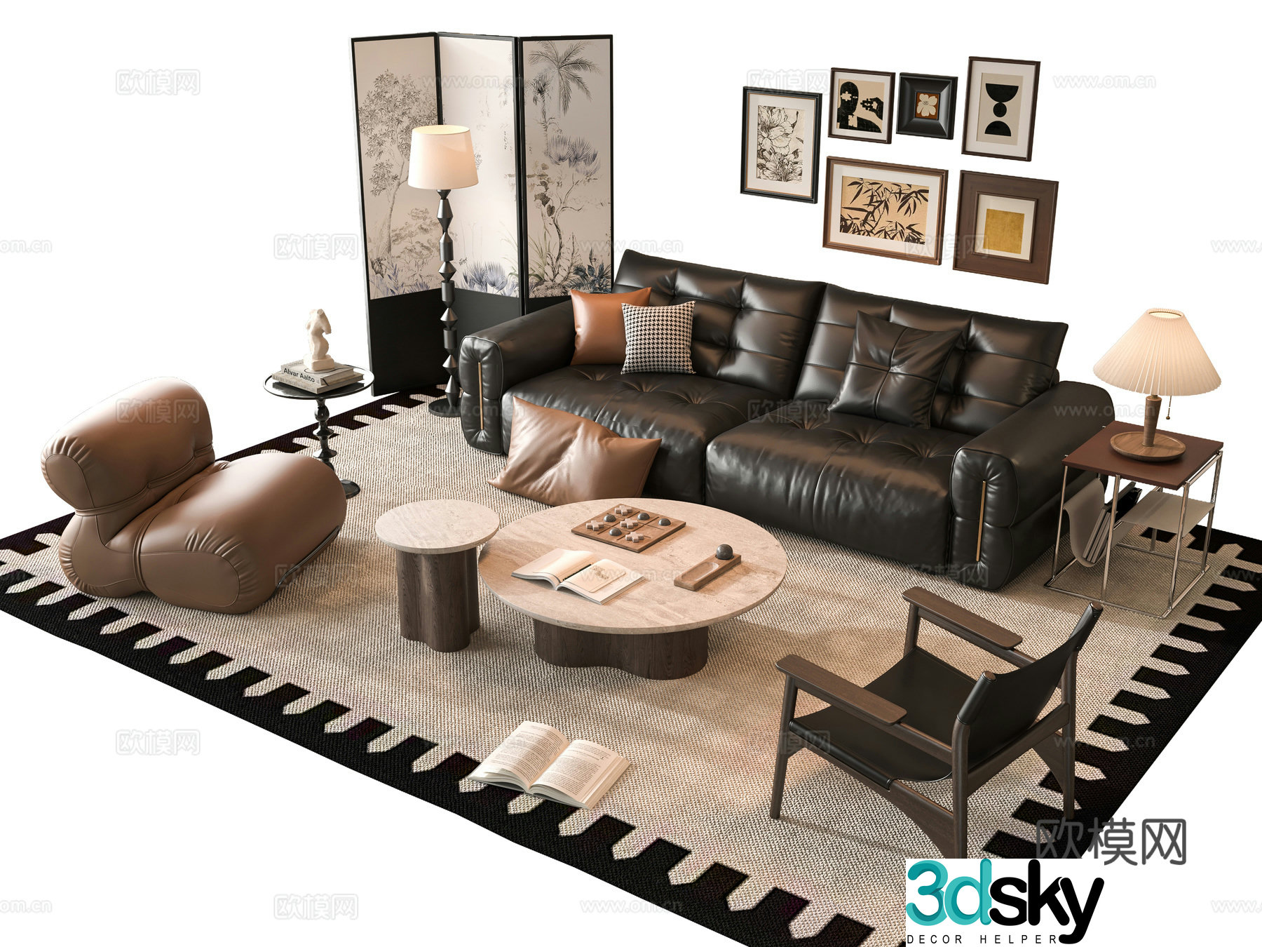 French sofa combination 3D model
