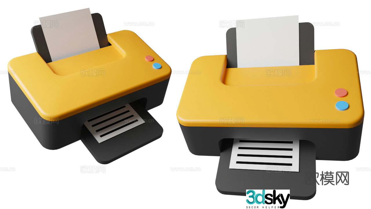 Q version printer cartoon printer Printer cartoon education 3d model