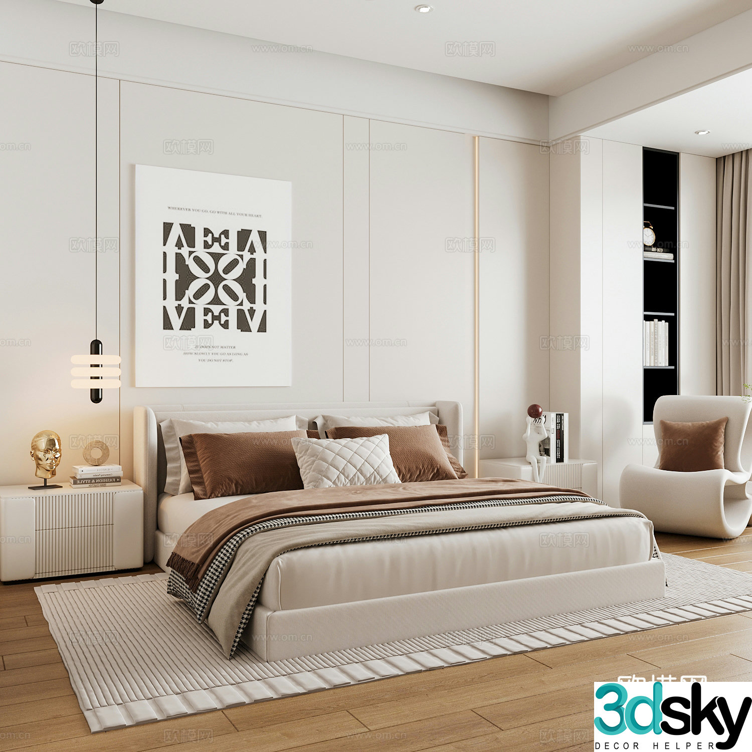 Modern home bedroom Modern bedroom Italian bedroom Simple bedroom Italian bed 3d model