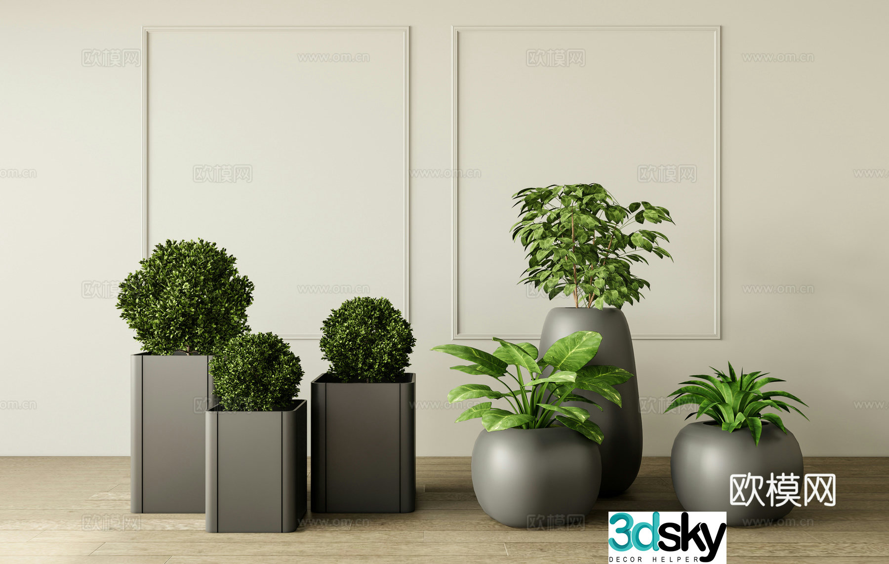 Modern potted plants green plants 3d model