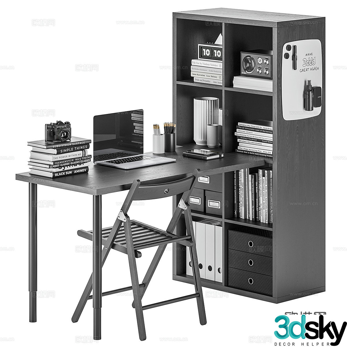 3d model desk wardrobe