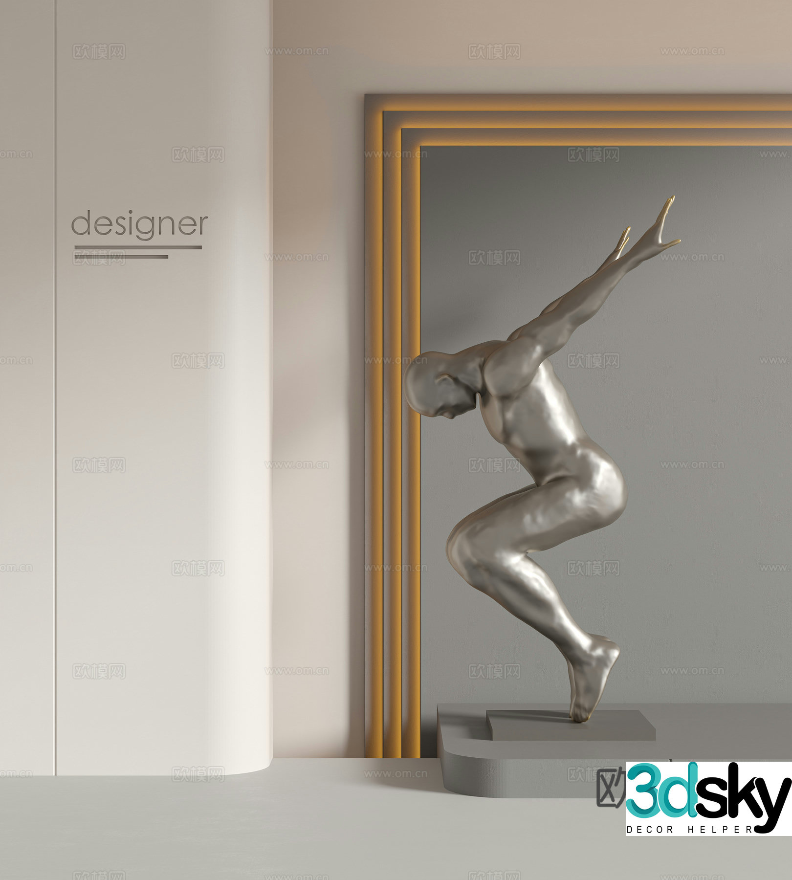 Modern Italian light luxury sculpture Art sculpture Character sculpture Metal sculpture 3d model