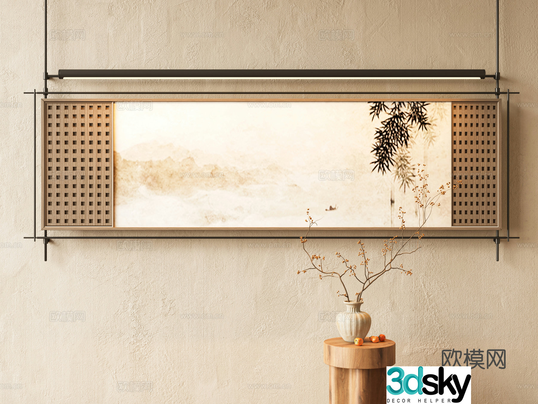 New Chinese style decorative paintings Chinese ancient decorative paintings Waviva decorative paintings high-end paintings tea room decorative paintings 3D model