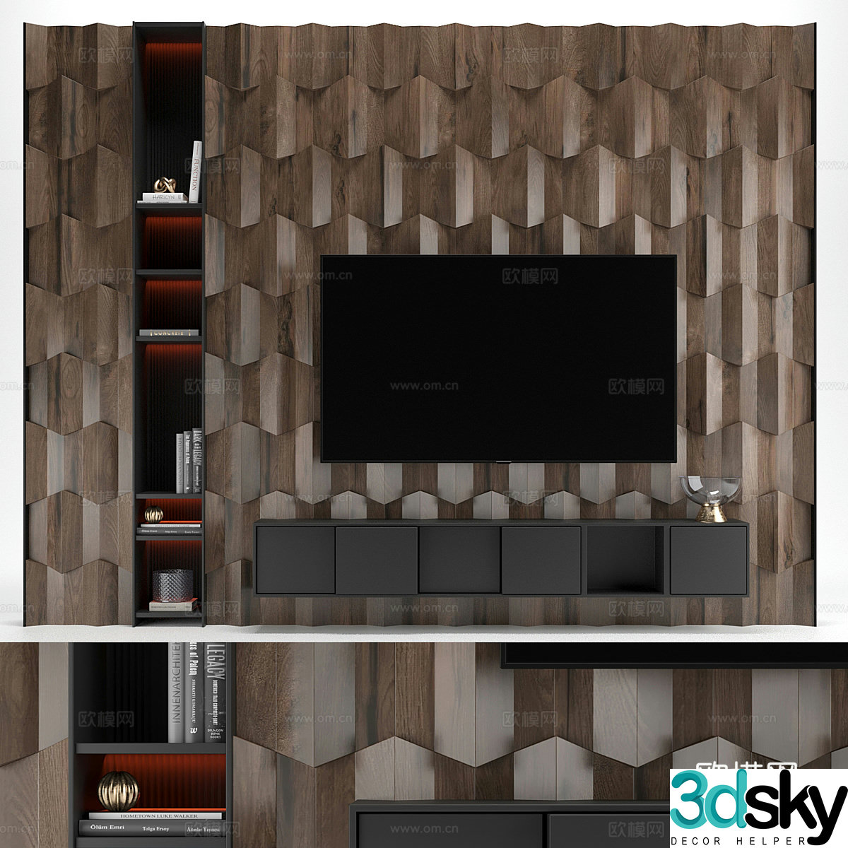 Modern Italian light luxury TV background wall 3d model