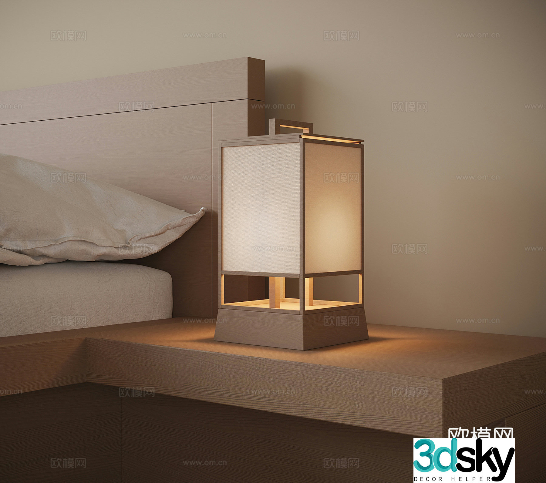 Japanese desk lamp bedside desk lamp 3D model