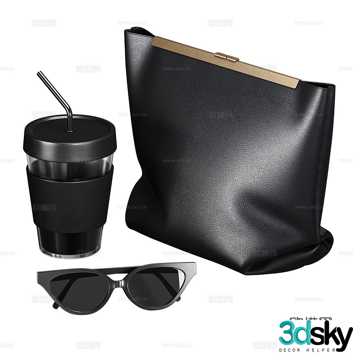 Bag sunglasses mug 3d model