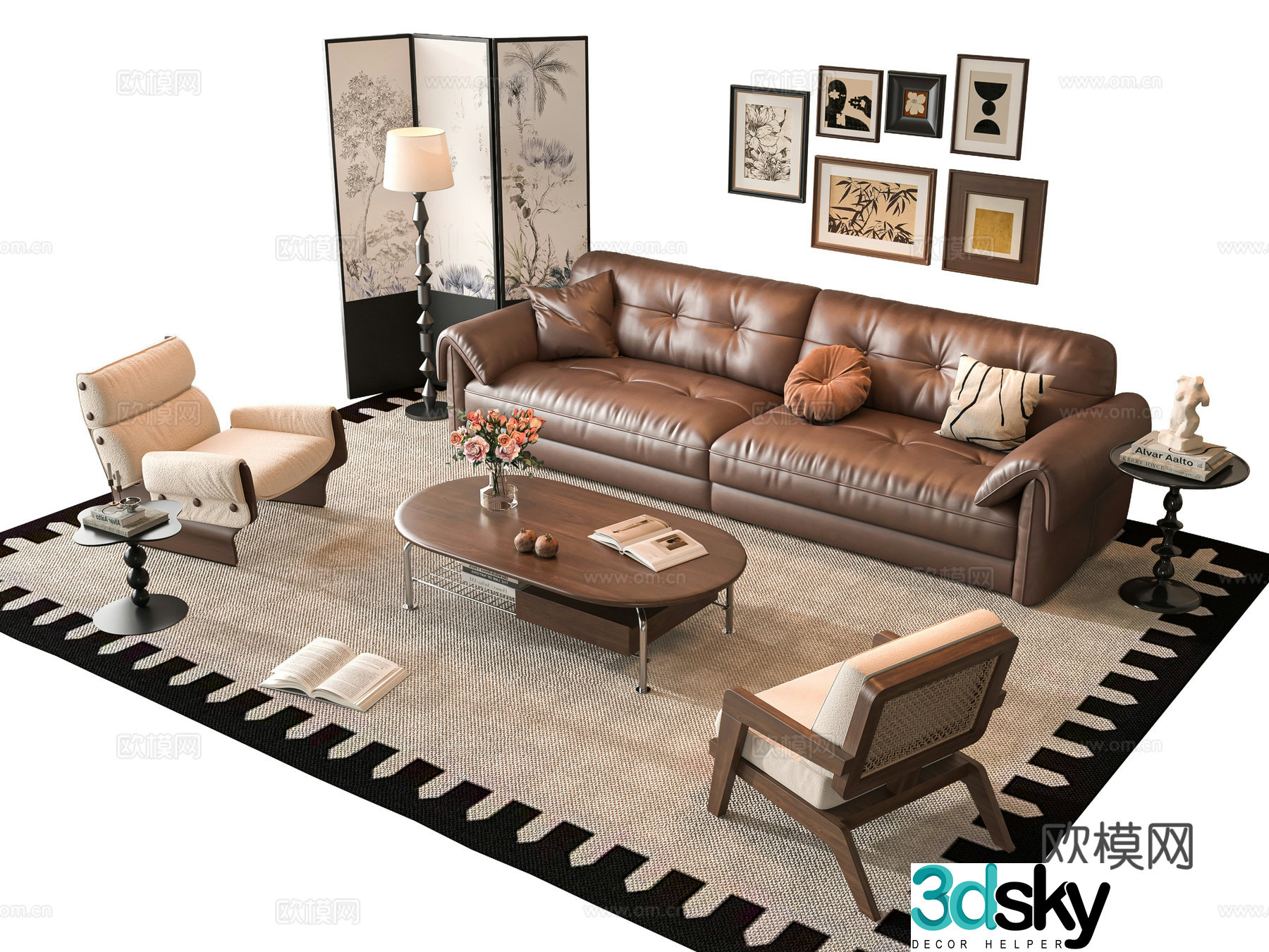 French sofa combination 3D model