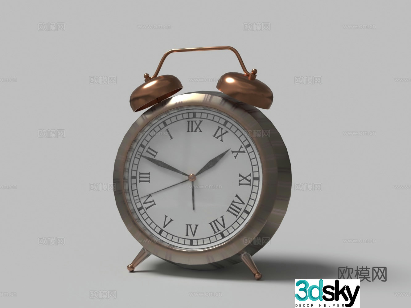 Retro bronze alarm clock 3d model