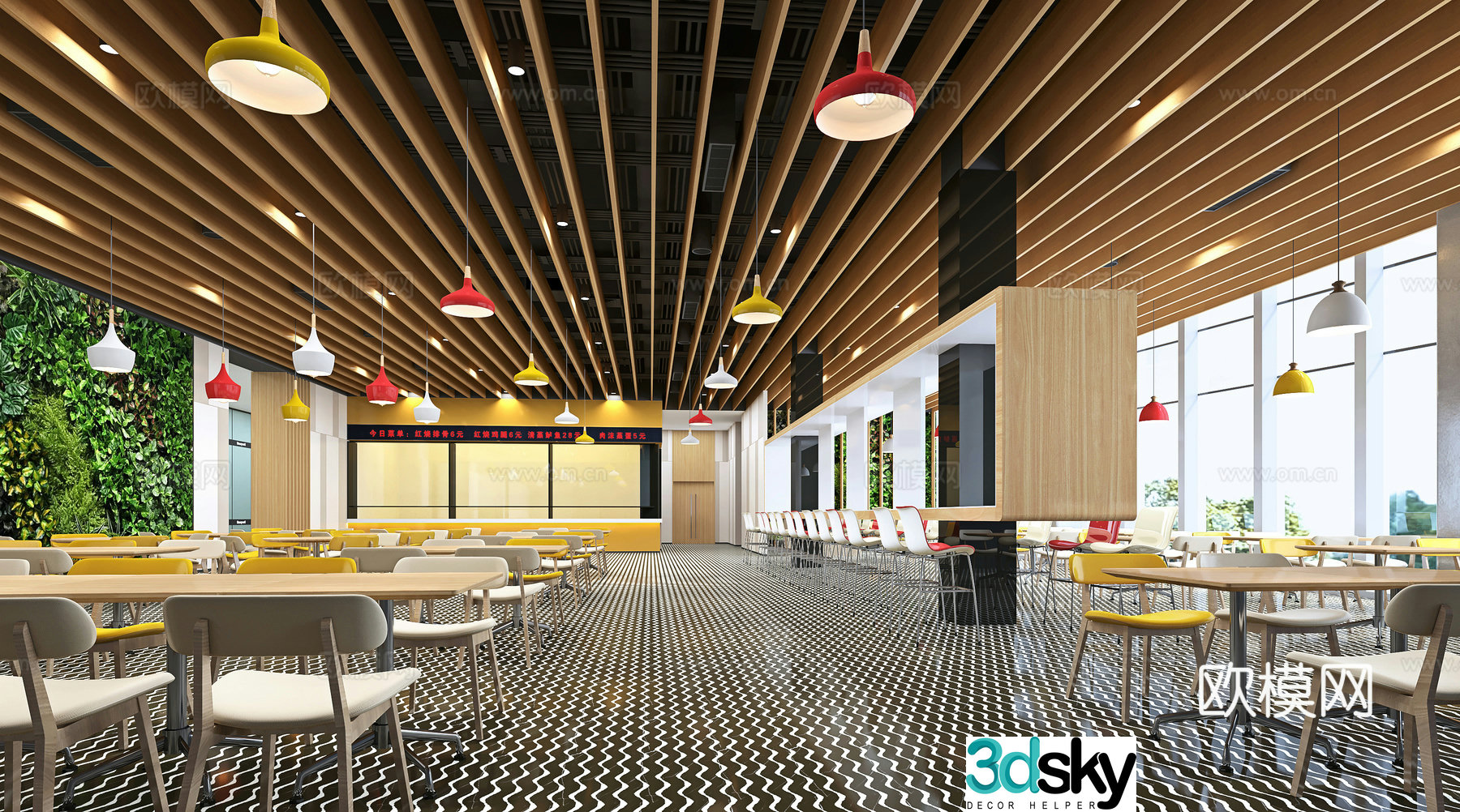 3D model of corporate restaurant company employee canteen catering space