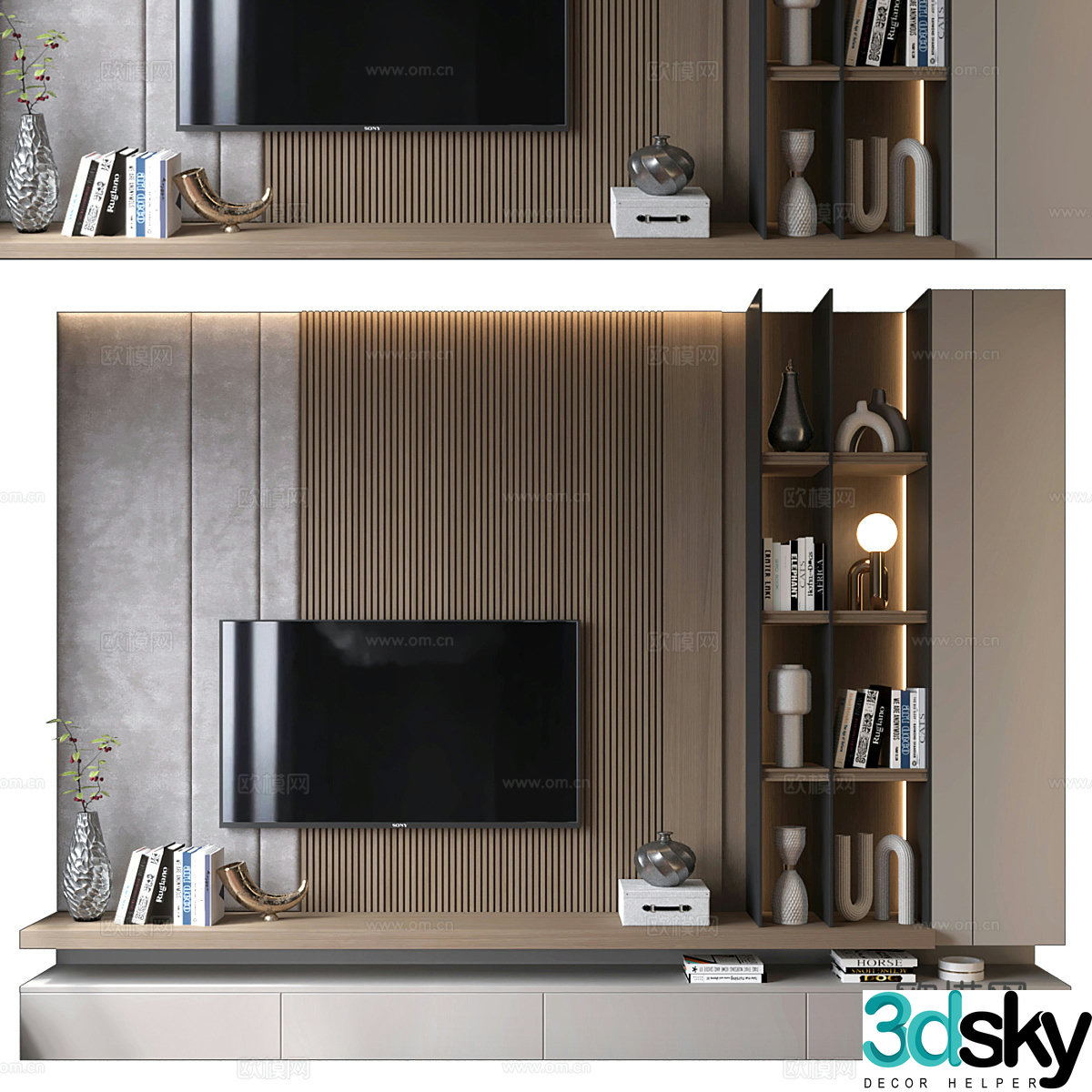 Modern minimalist TV background wall 3d model