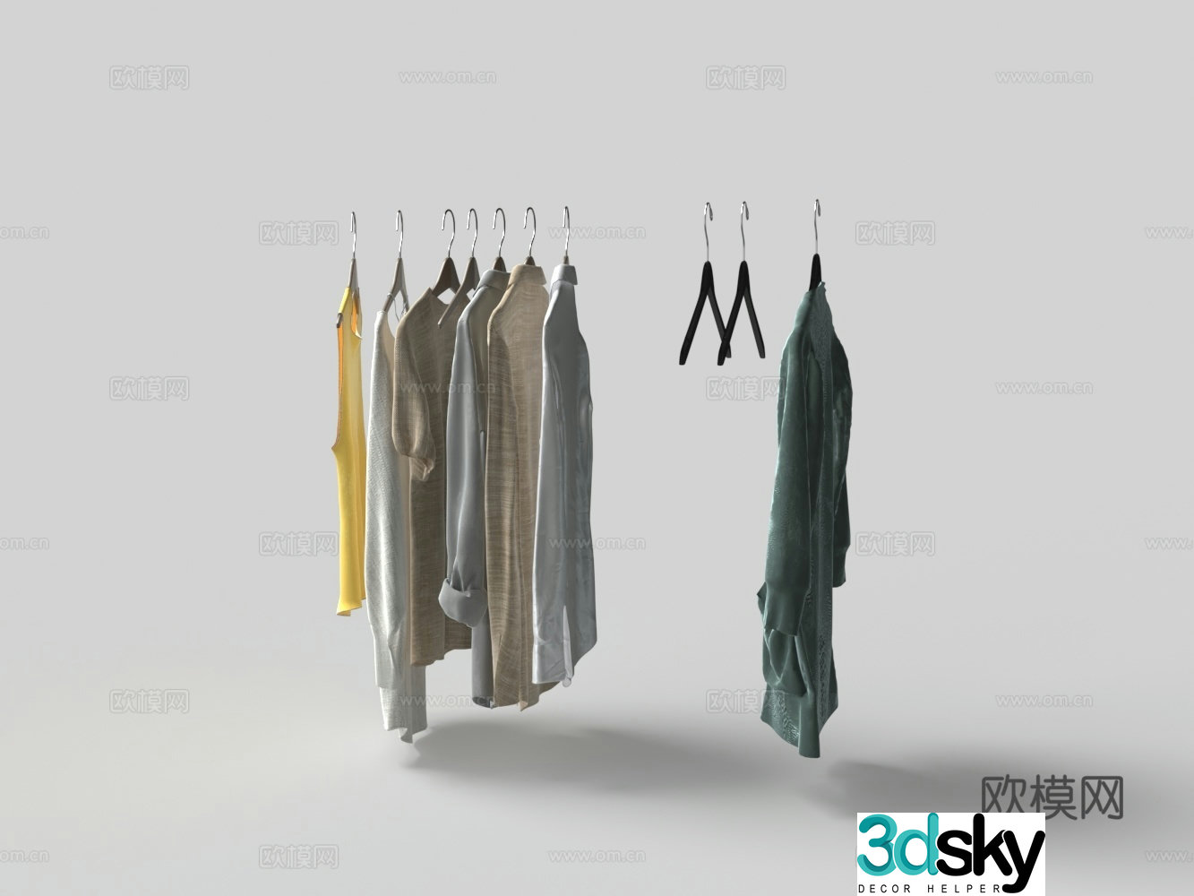 Modern wardrobe hanger clothes 3d model