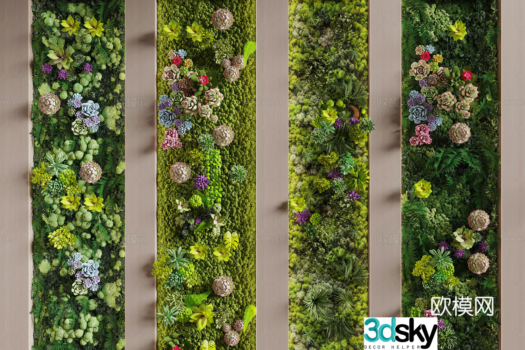 Modern plant wall 3d model