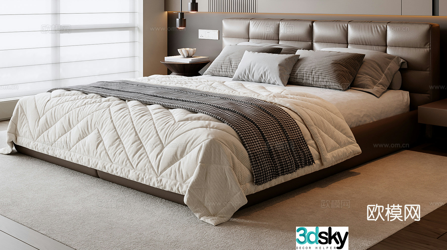 Italian double bed 3d model