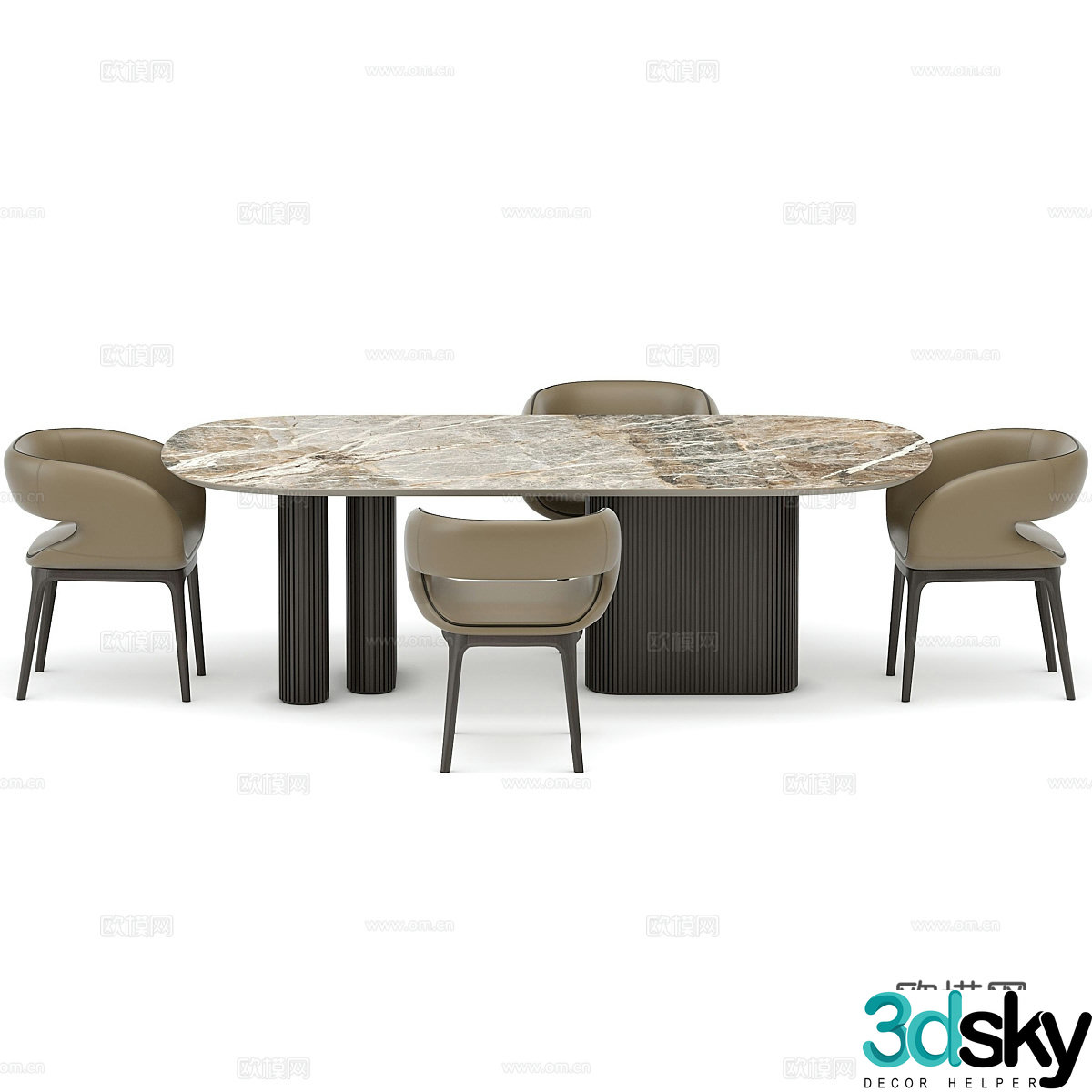 Modern simple dining table and chairs Dining table chairs Simple chairs Dining table Table 3d model