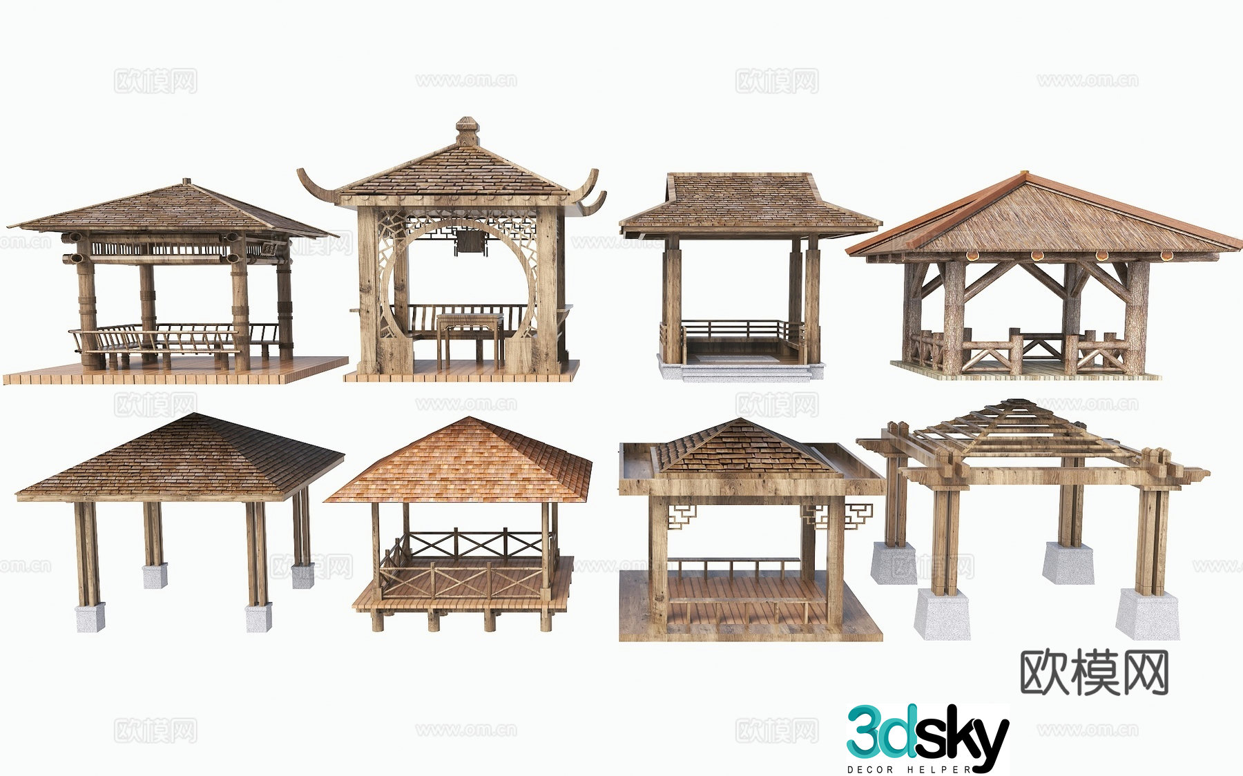 New Chinese style pavilion Chinese style pavilion pavilion rest pavilion round pavilion hexagonal pavilion Chinese wooden pavilion 3D model