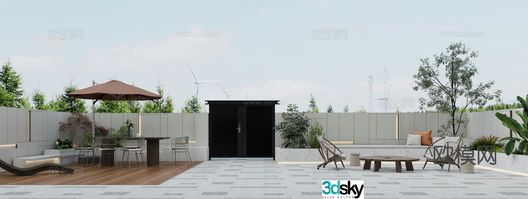 Modern garden courtyard 3d model