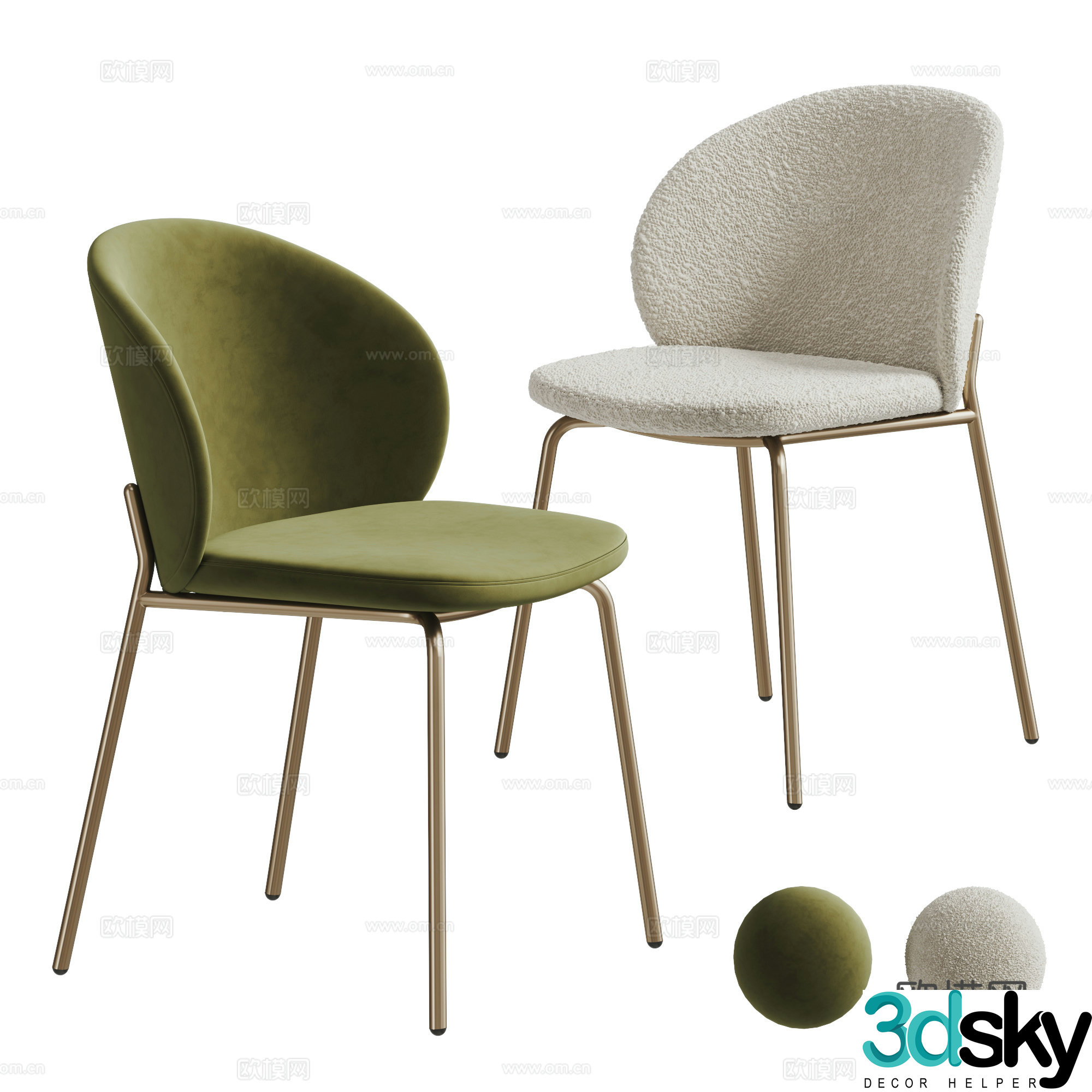 Modern dining chair combination 3D model