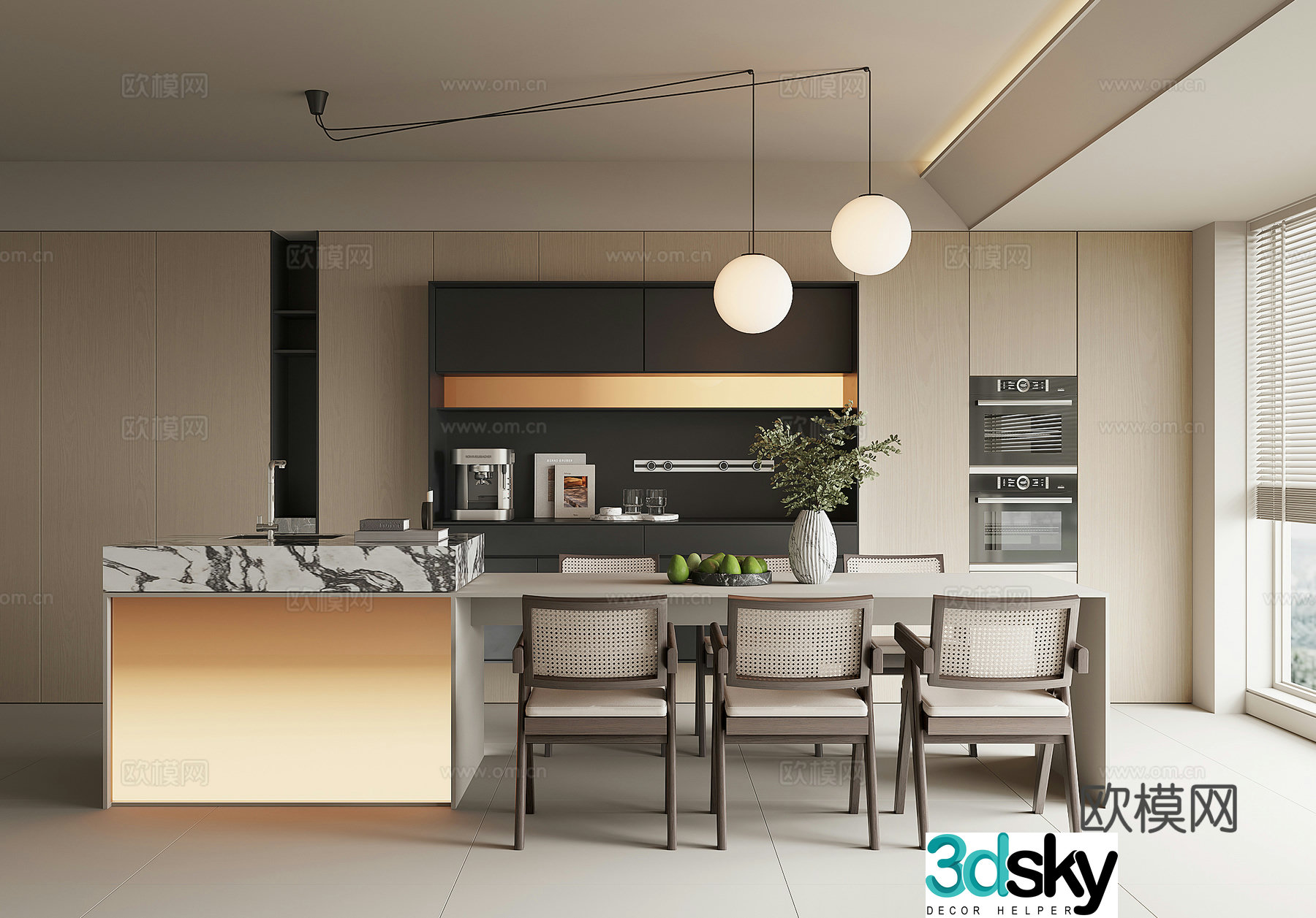 Modern island restaurant 3d model