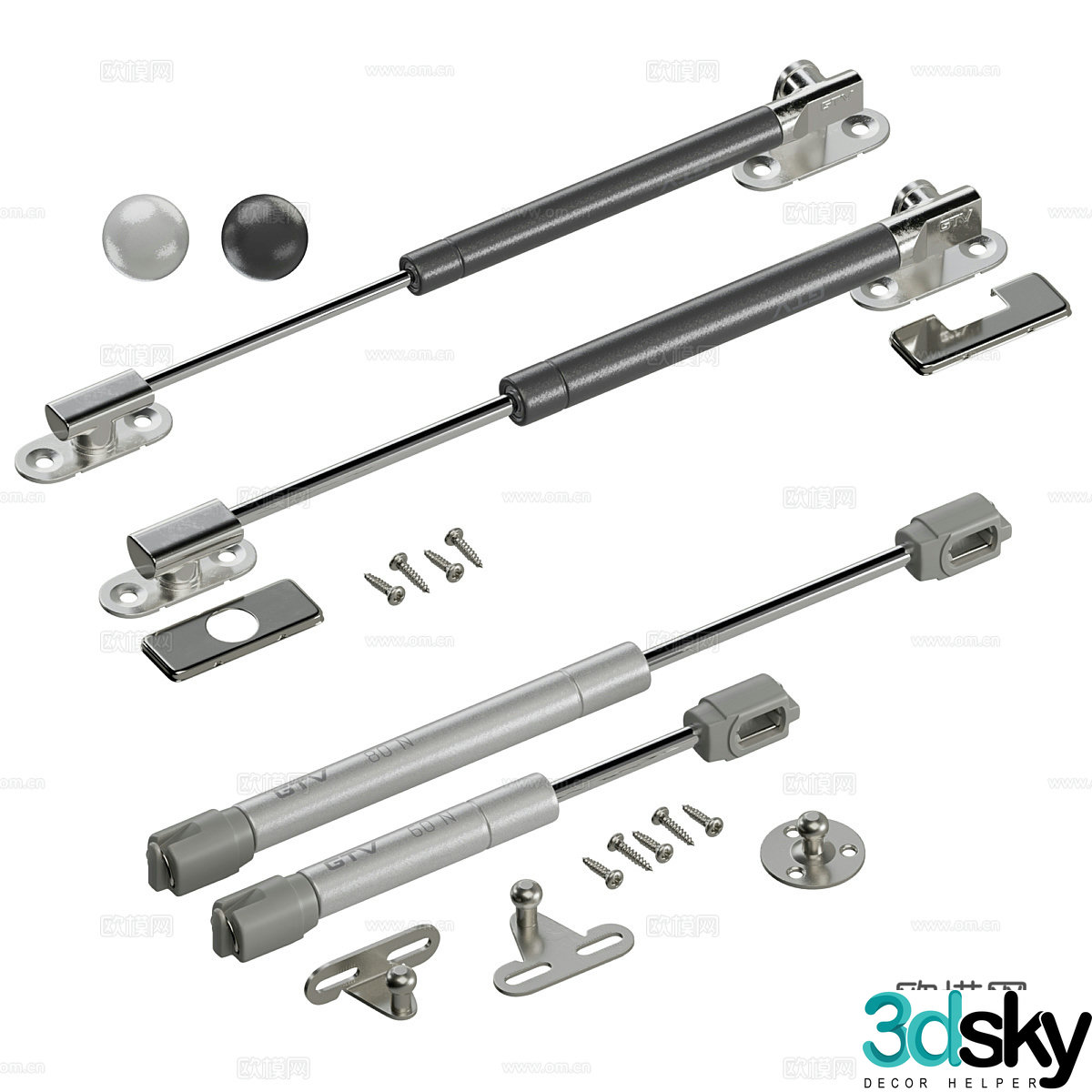 Gas lift hydraulic rod 3D model
